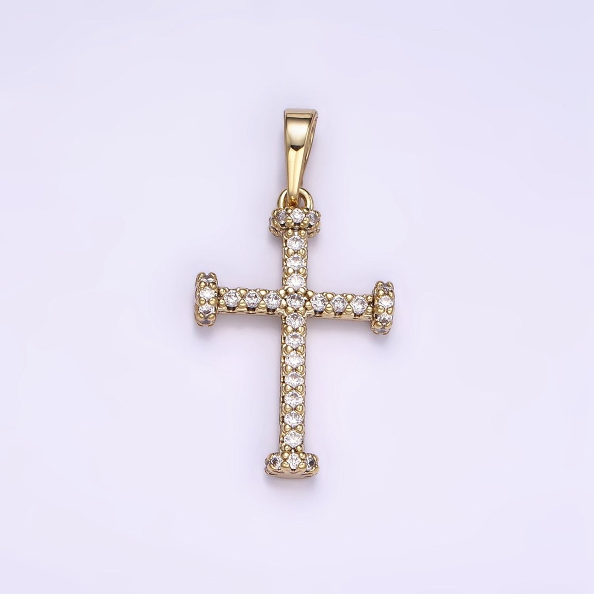 14K Gold Filled Micro Paved CZ Needle Cross Religious Pendant | I889 - DLUXCA