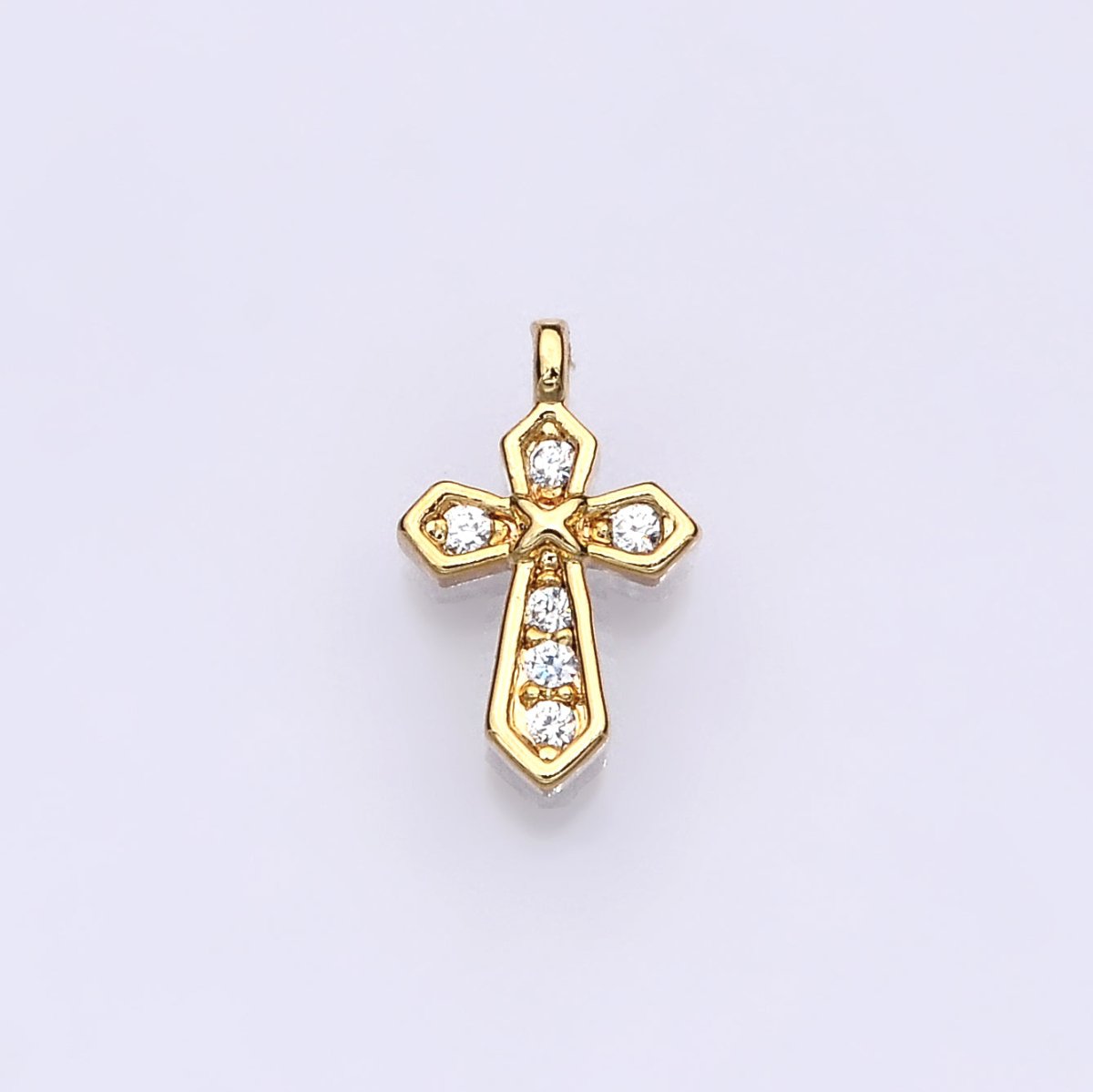 14K Gold Filled Micro Paved CZ Passion Cross Mini Charm | E752 - DLUXCA