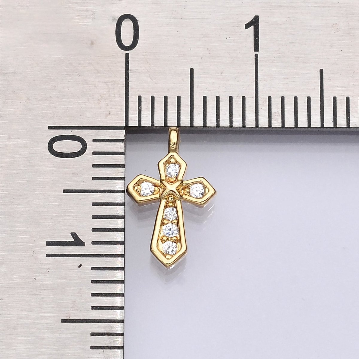 14K Gold Filled Micro Paved CZ Passion Cross Mini Charm | E752 - DLUXCA
