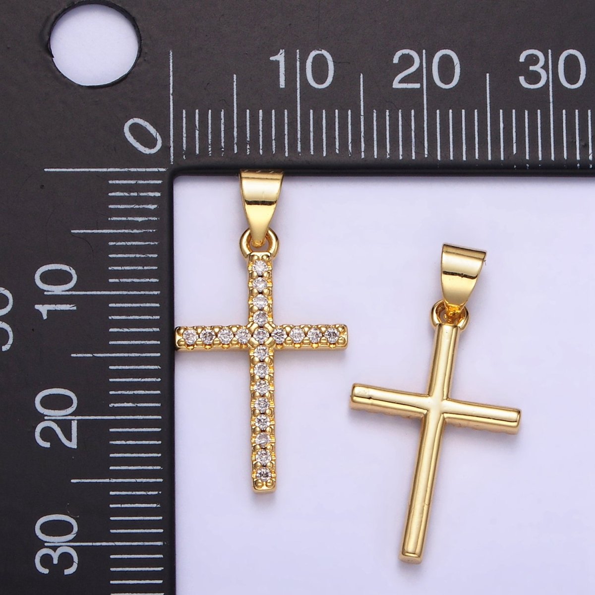 14K Gold Filled Micro Paved CZ Religious Cross Pendant | H392 - DLUXCA