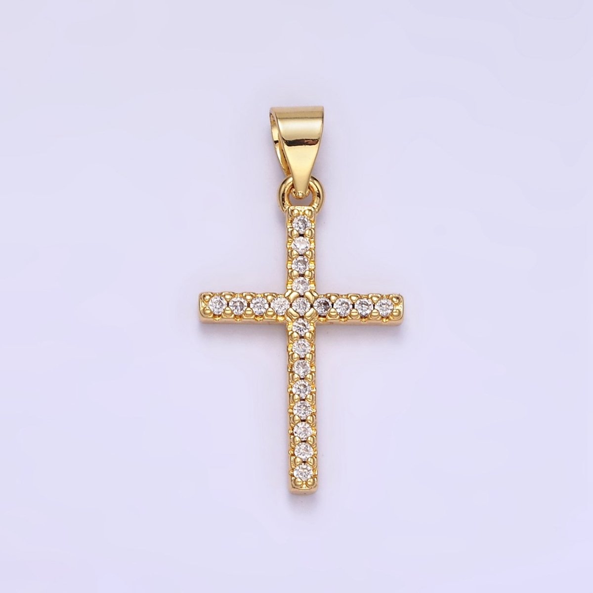 14K Gold Filled Micro Paved CZ Religious Cross Pendant | H392 - DLUXCA