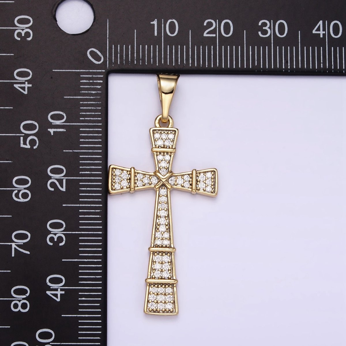 14K Gold Filled Micro Paved CZ Tied Latin Cross Religious Pendant | I895 - DLUXCA