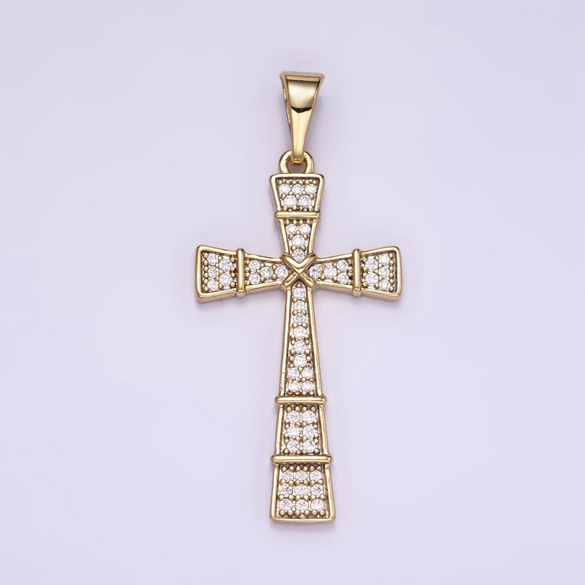 14K Gold Filled Micro Paved CZ Tied Latin Cross Religious Pendant | I895 - DLUXCA