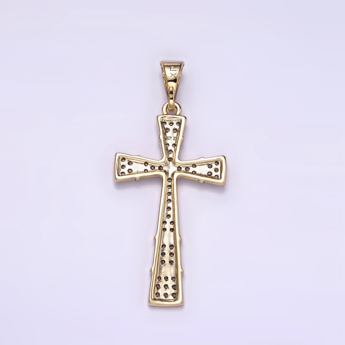 14K Gold Filled Micro Paved CZ Tied Latin Cross Religious Pendant | I895 - DLUXCA