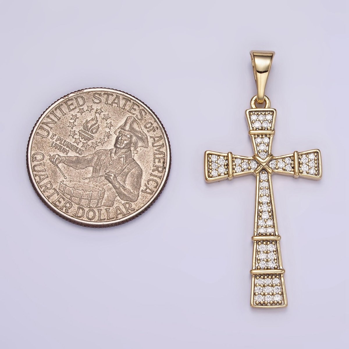 14K Gold Filled Micro Paved CZ Tied Latin Cross Religious Pendant | I895 - DLUXCA