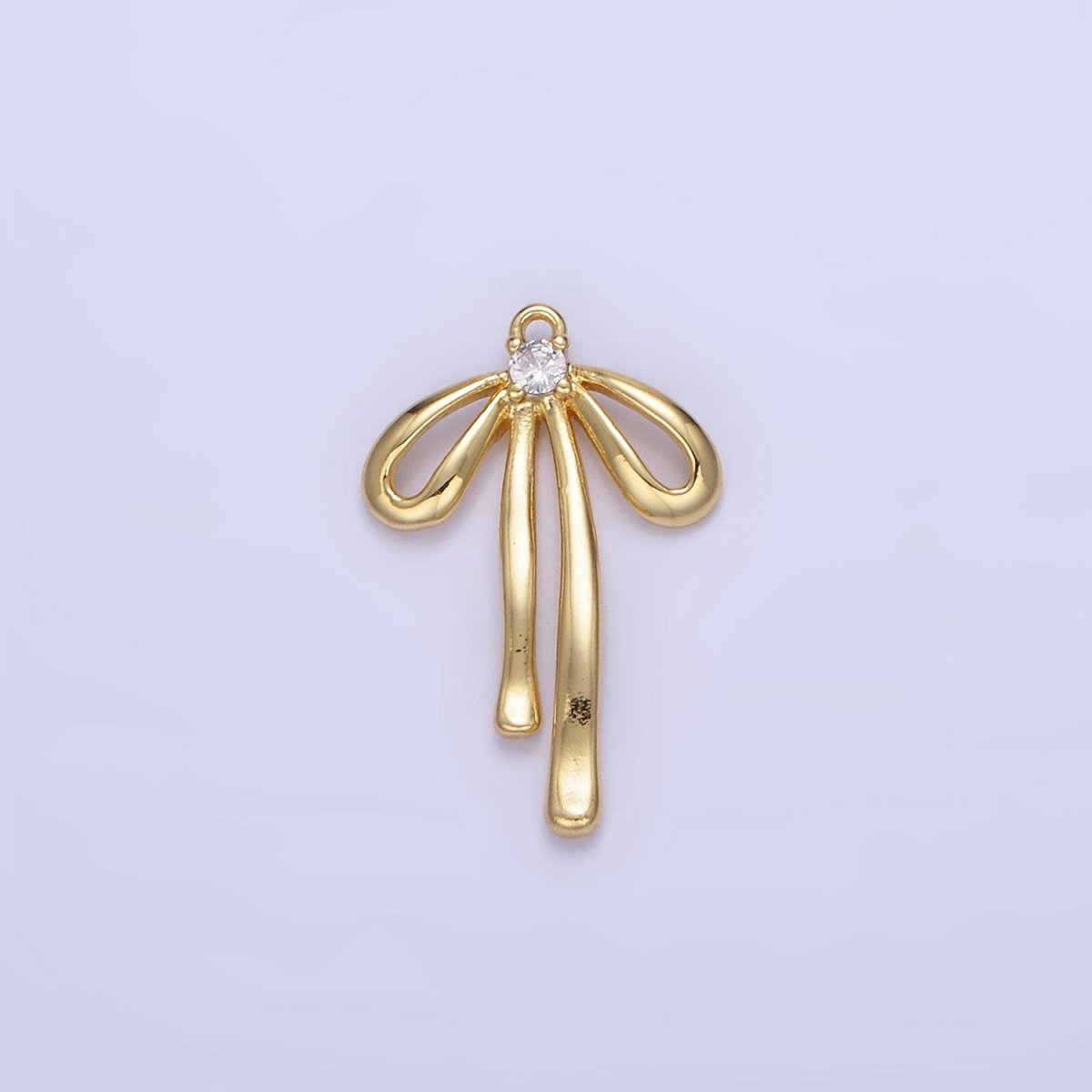 14K Gold Filled Mini 20mm Ribbon Bow CZ Charm | D459 - DLUXCA