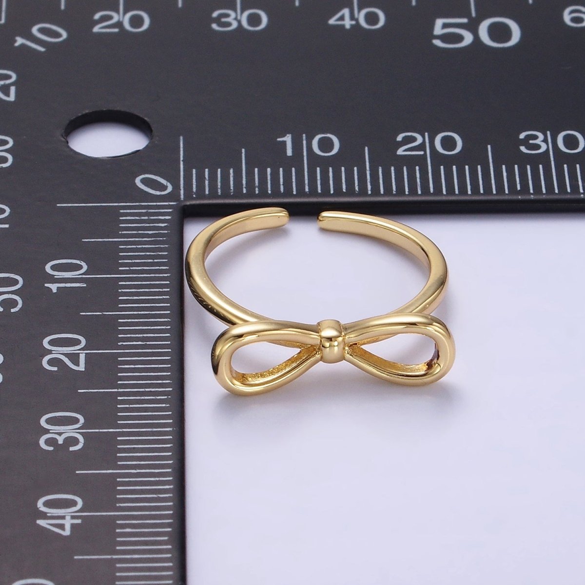 14K Gold Filled Minimalist Open Ribbon Bow Ring in Gold & Silver | O1386 O1387 - DLUXCA