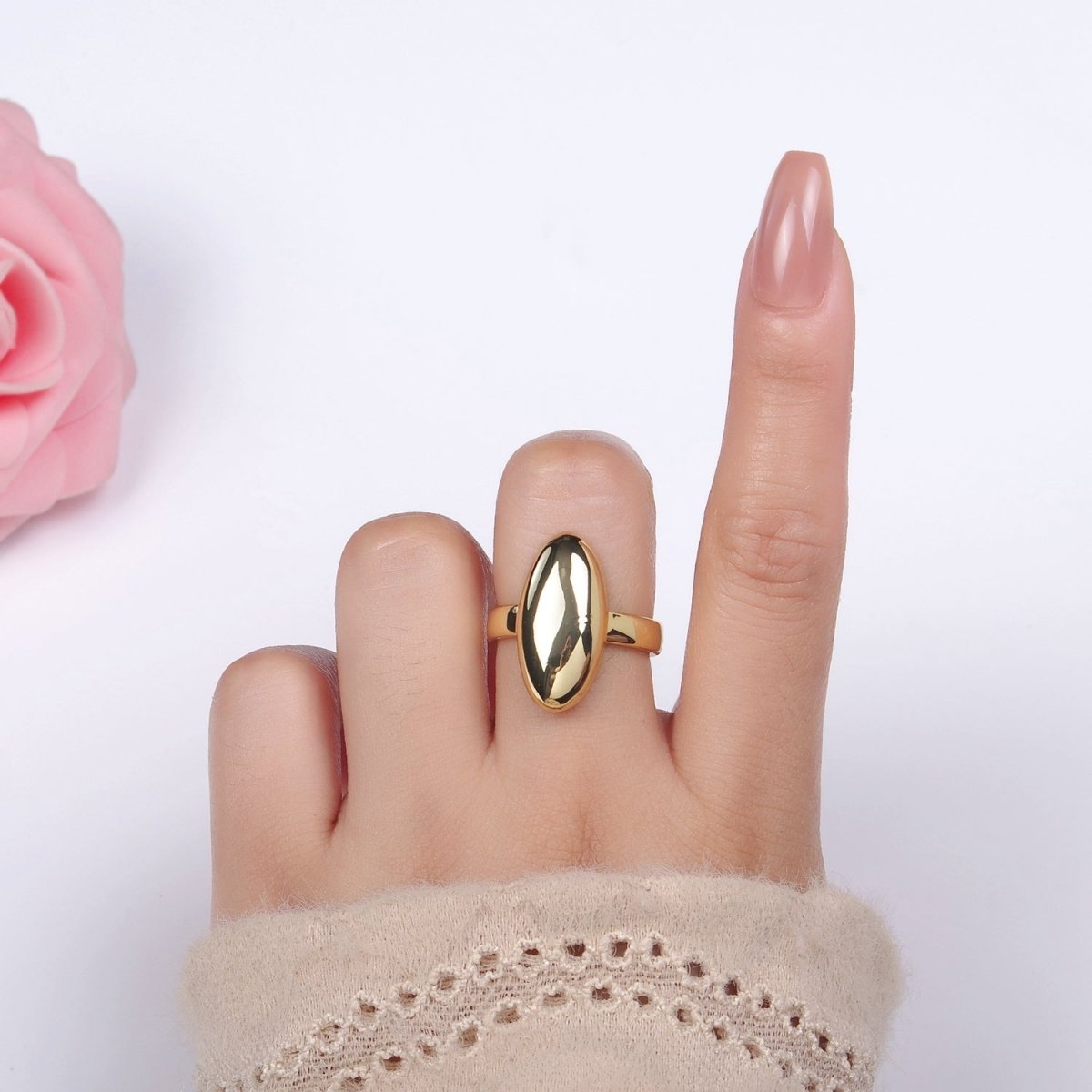 14K Gold Filled Minimalist Sphere Dome Ring | O339 - DLUXCA