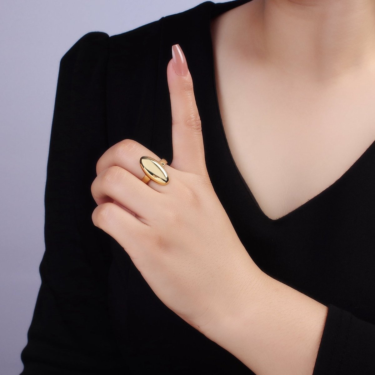 14K Gold Filled Minimalist Sphere Dome Ring | O339 - DLUXCA