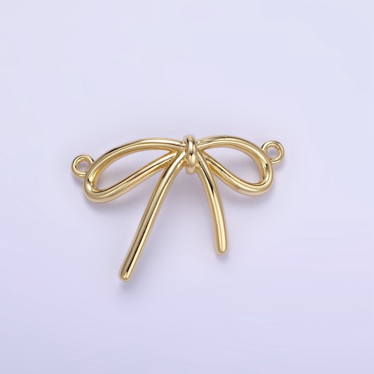 14K Gold Filled Minimalist Tied Ribbon Bow Connector in Gold & Silver | G497 - DLUXCA