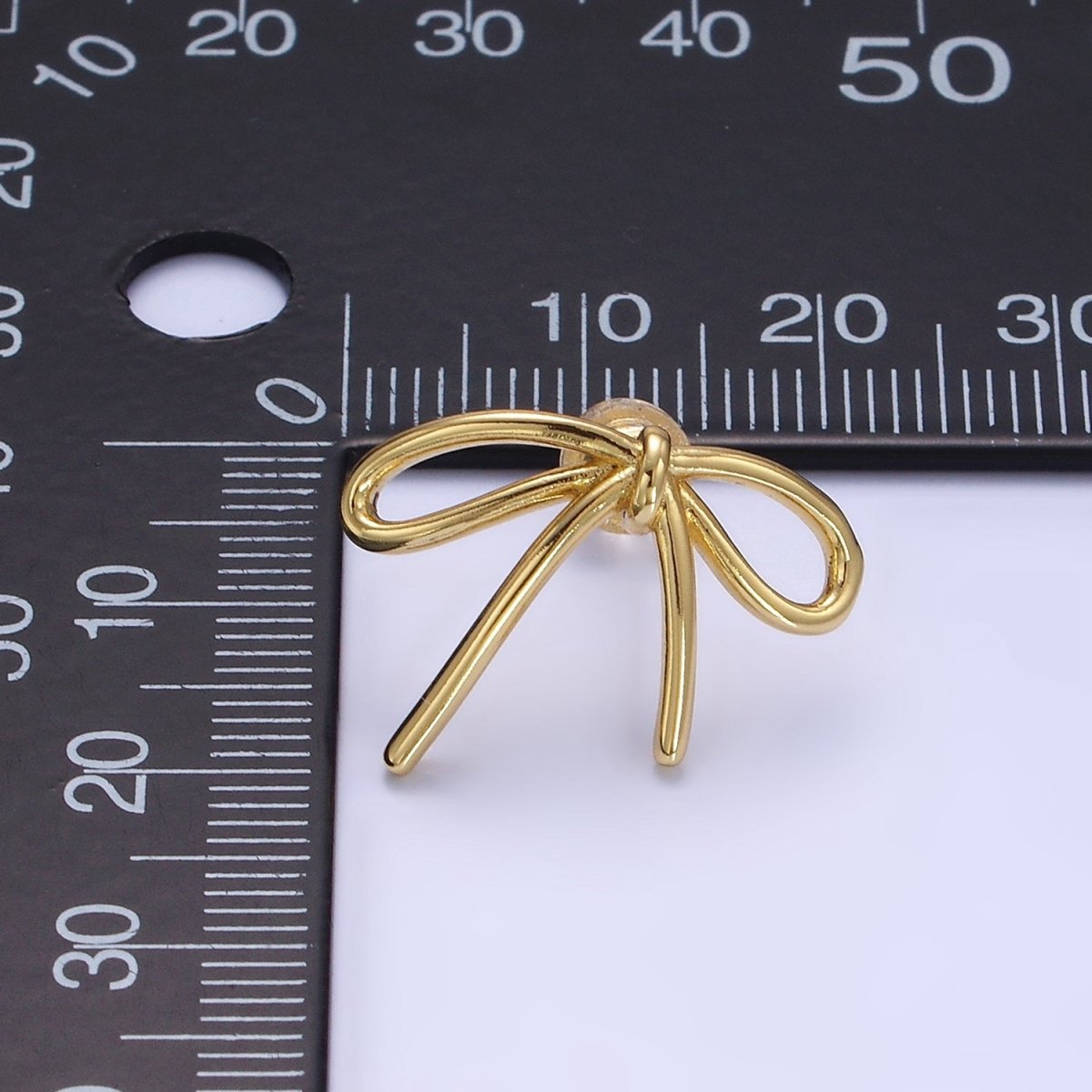 14K Gold Filled Minimalist Tied Ribbon Bow Stud Earrings in Gold & Silver | O281 O282 - DLUXCA