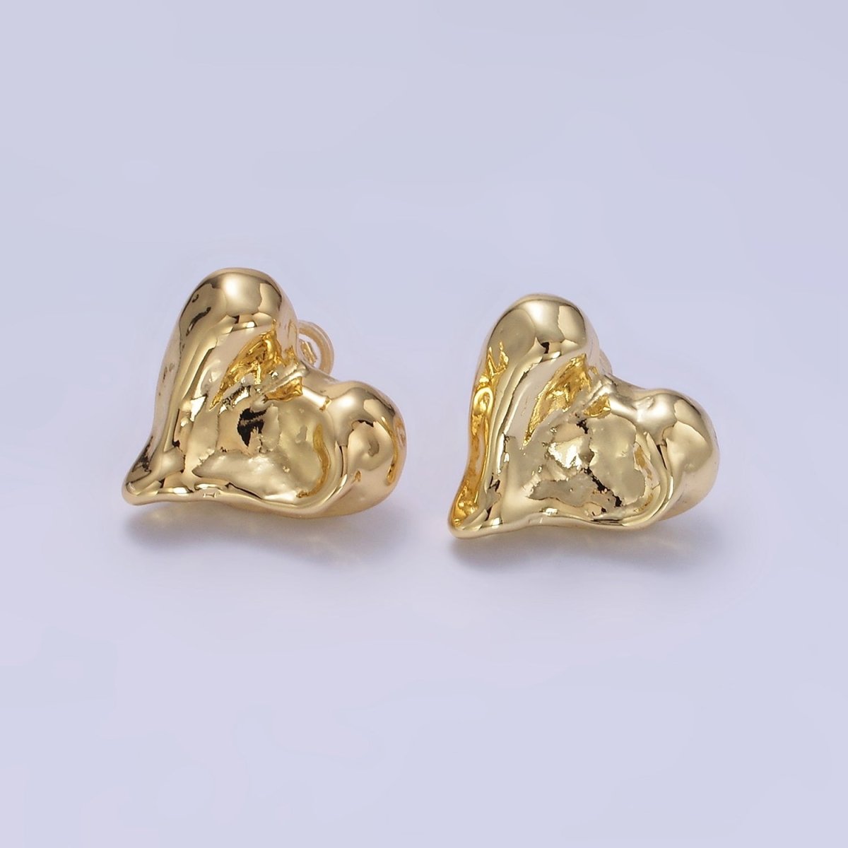 14K Gold Filled Molten Heart Stud Earrings | P142 - DLUXCA