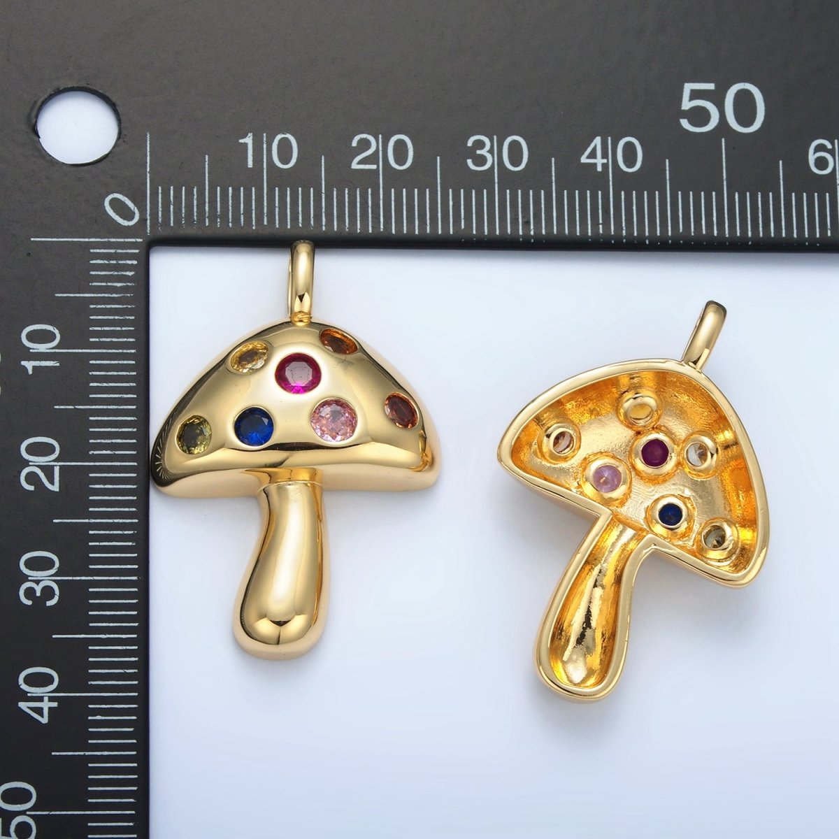 14K Gold Filled Multicolor CZ Dotted Mushroom Pendant | I617 - DLUXCA