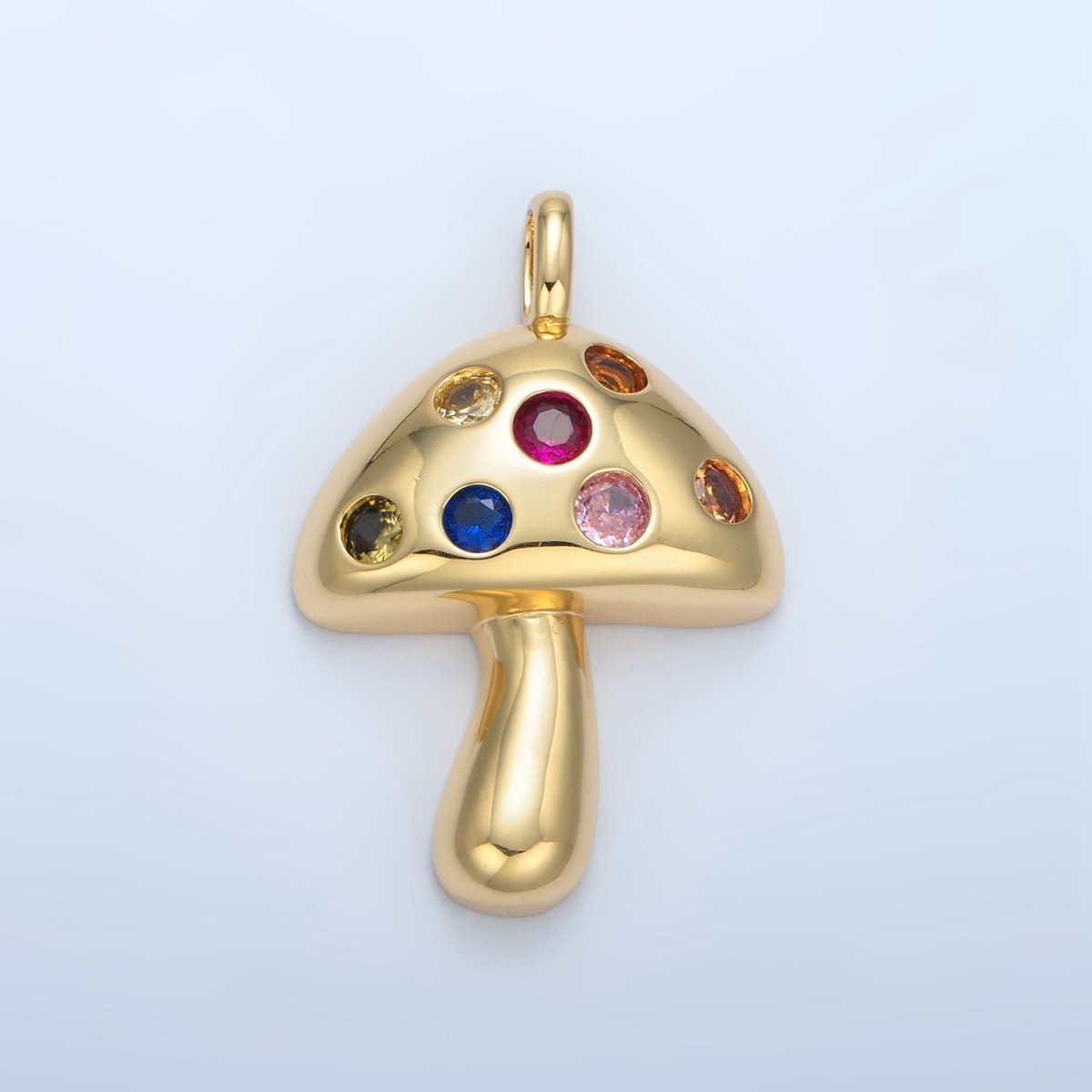 14K Gold Filled Multicolor CZ Dotted Mushroom Pendant | I617 - DLUXCA