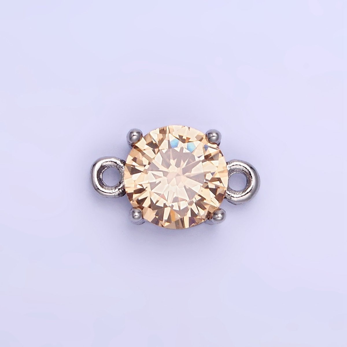 14K Gold Filled Multifaceted CZ Round Connector in Gold & Silver | G394 - G405 - DLUXCA