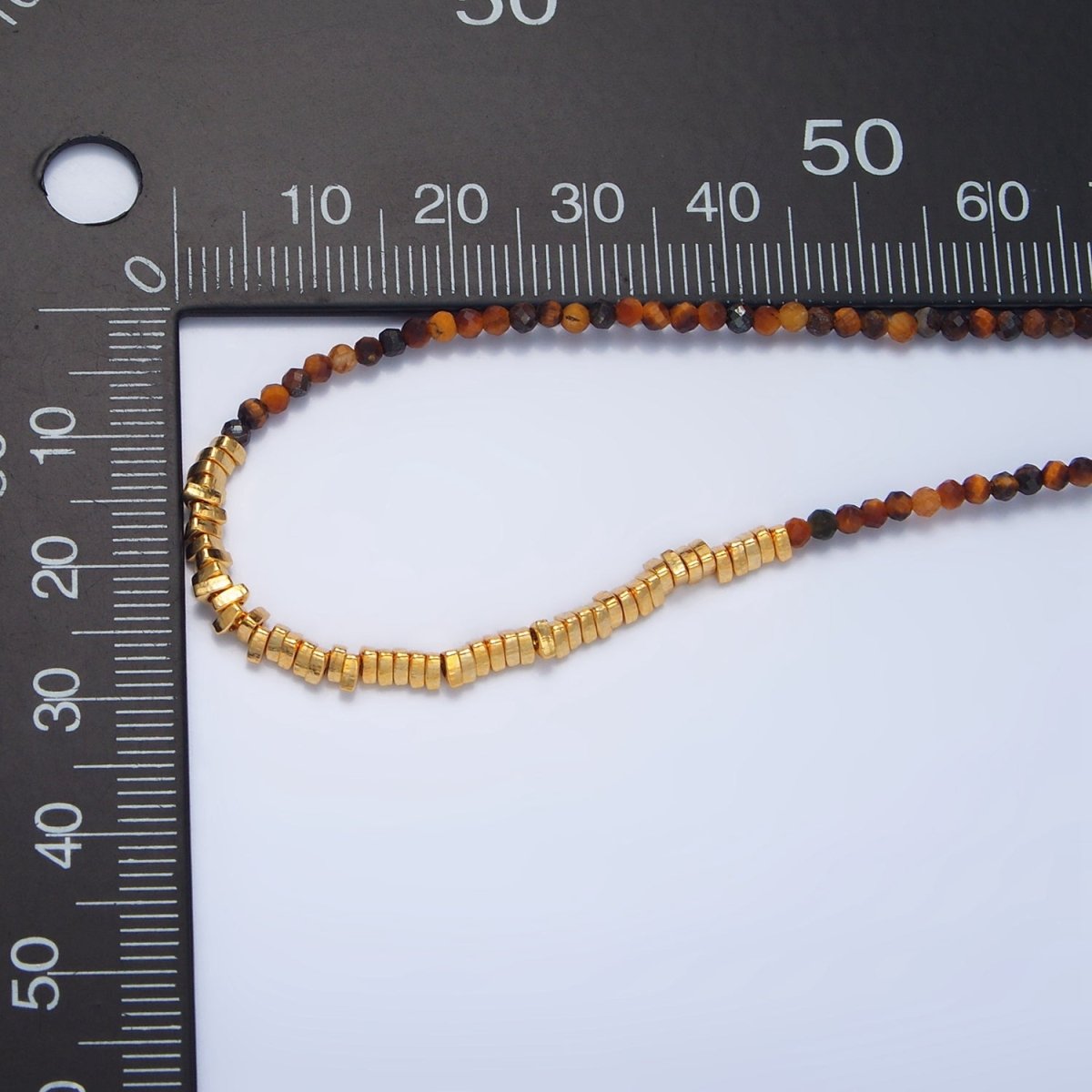 14K Gold Filled Multifaceted Tiger Eye Gemstone Irregular Bead 16 Inch Necklace | WA - 2648 - DLUXCA