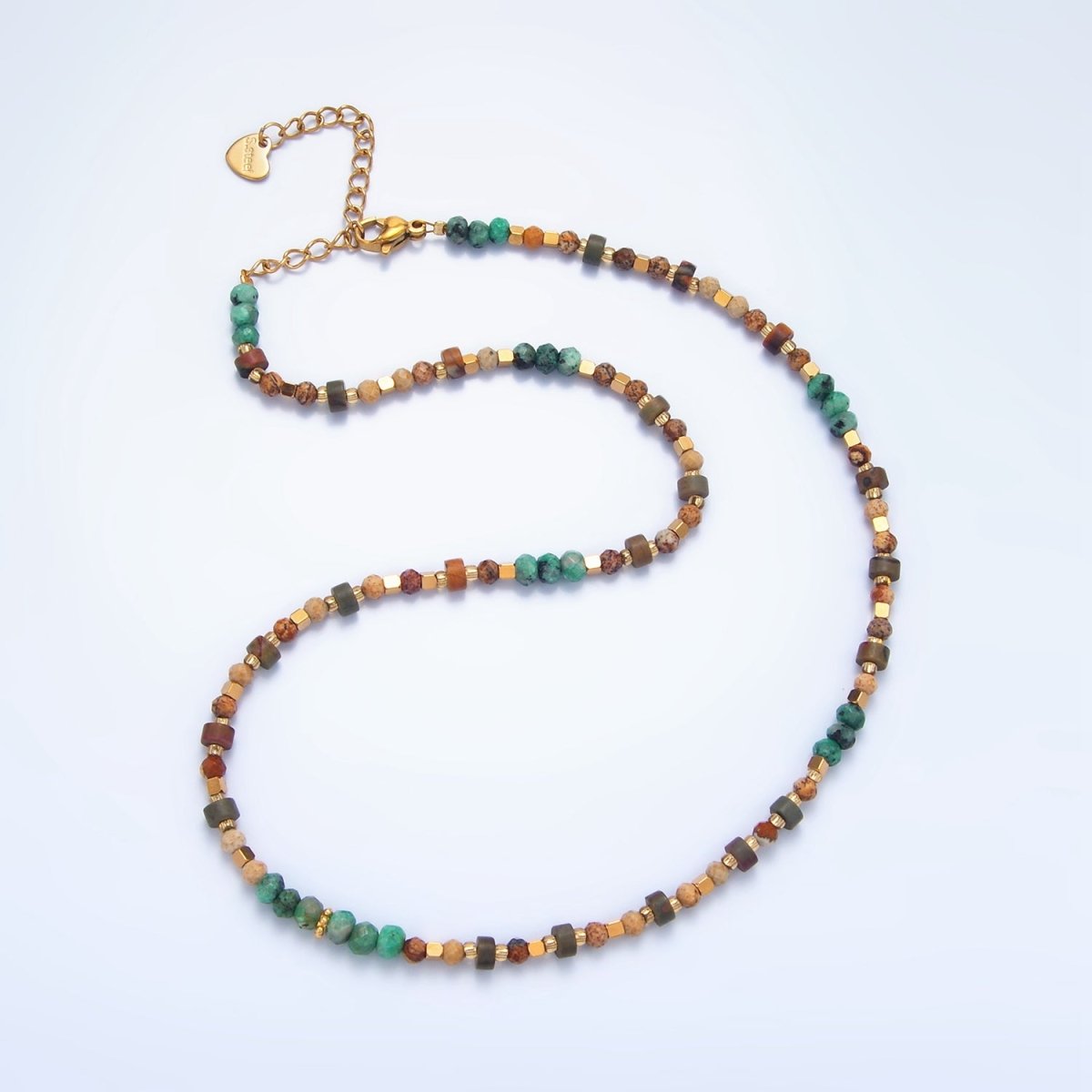 14K Gold Filled Multifaceted Turquoise Citrine 16 Inch Necklace | WA - 2647 - DLUXCA