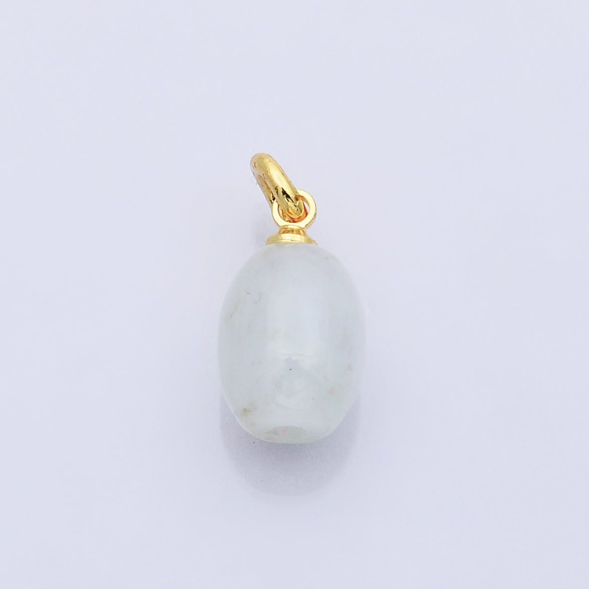 14K Gold Filled Natural Green Jade Gemstone Oblong Charm | D232 D247 - DLUXCA