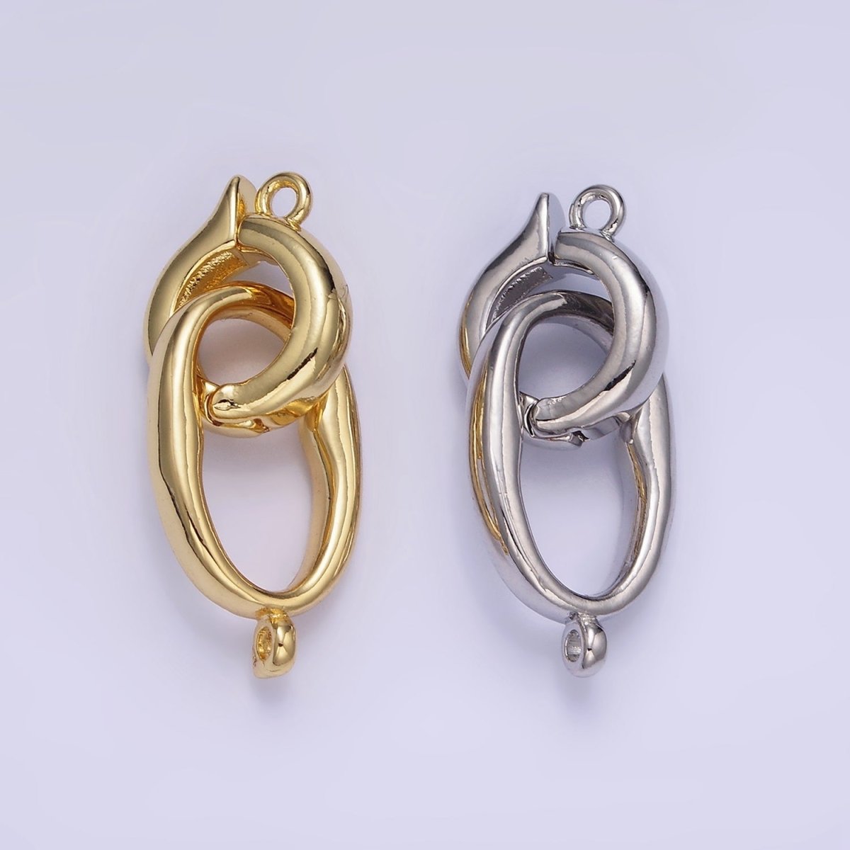 14K Gold Filled Oblong Snap Latch Bail Findings Set in Gold & Silver | L575 - DLUXCA