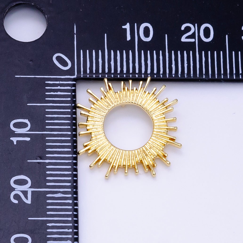 14K Gold Filled Open Celestial Sunburst Back Loop Pendant in Gold & Silver | AG812 - DLUXCA