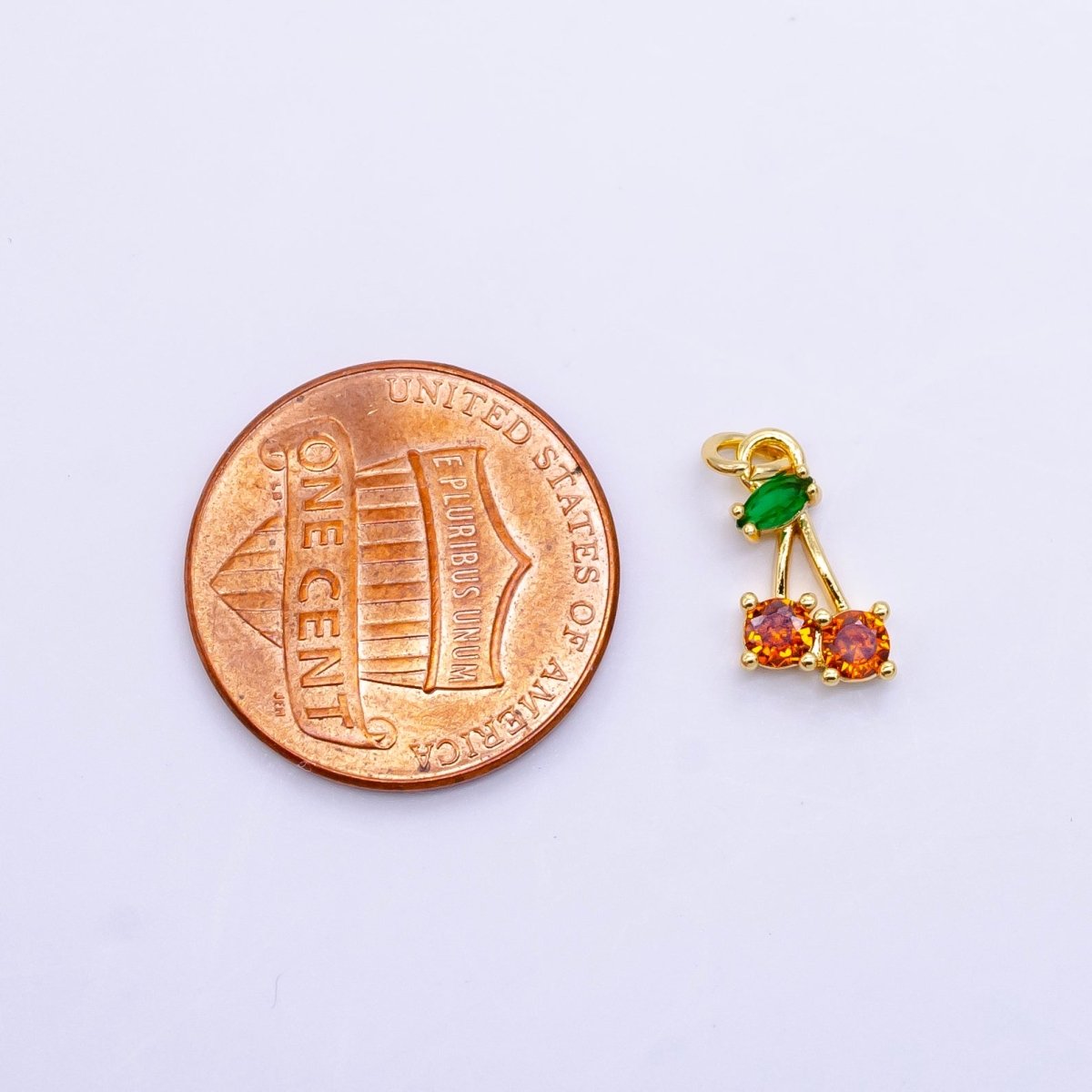 14K Gold Filled Orange CZ Cherry Fruit Pendant | D830 - DLUXCA