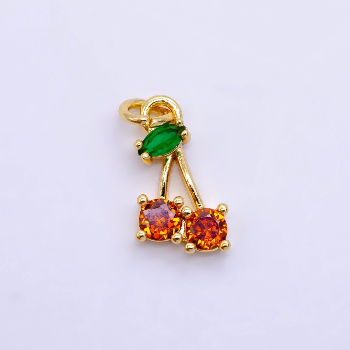 14K Gold Filled Orange CZ Cherry Fruit Pendant | D830 - DLUXCA