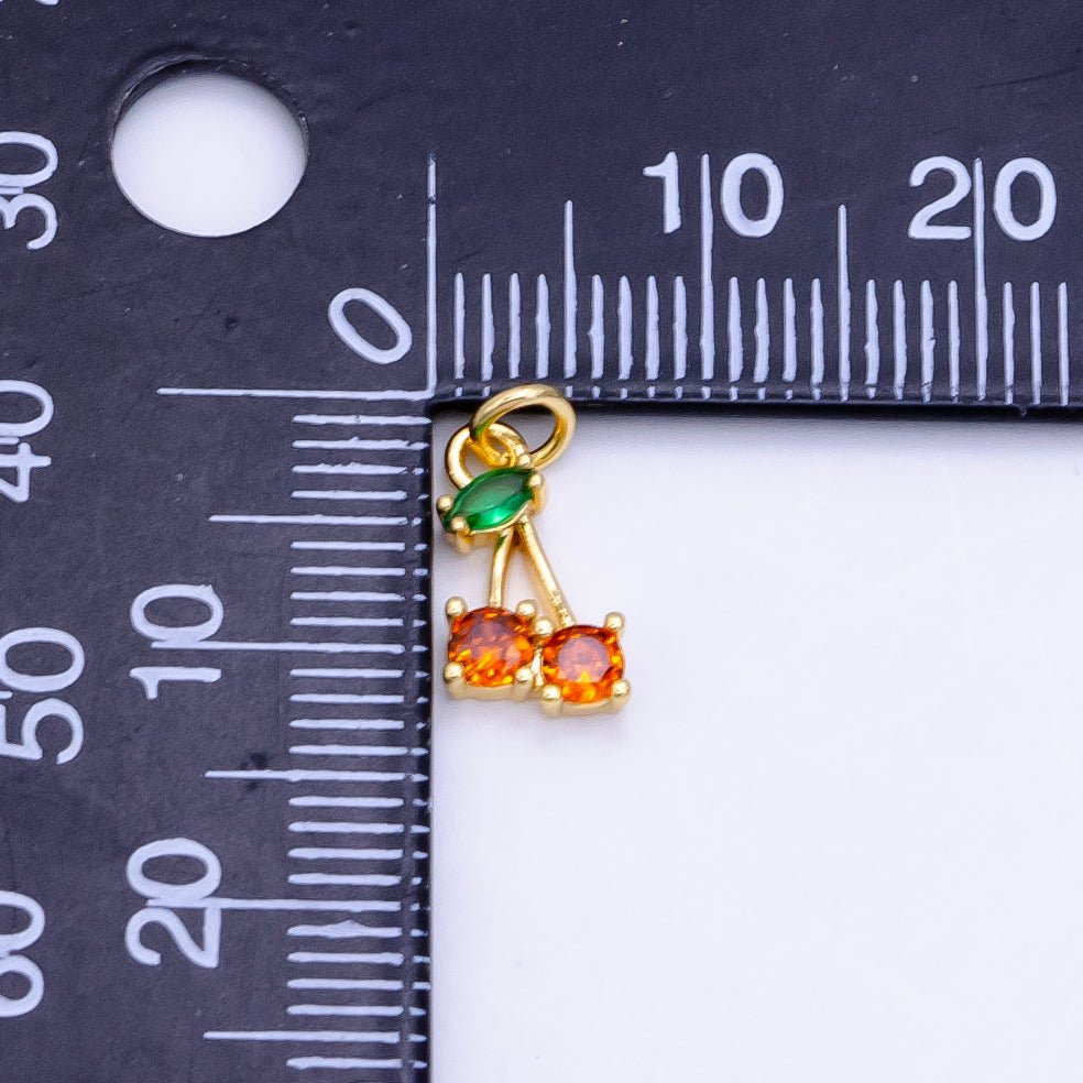 14K Gold Filled Orange CZ Cherry Fruit Pendant | D830 - DLUXCA