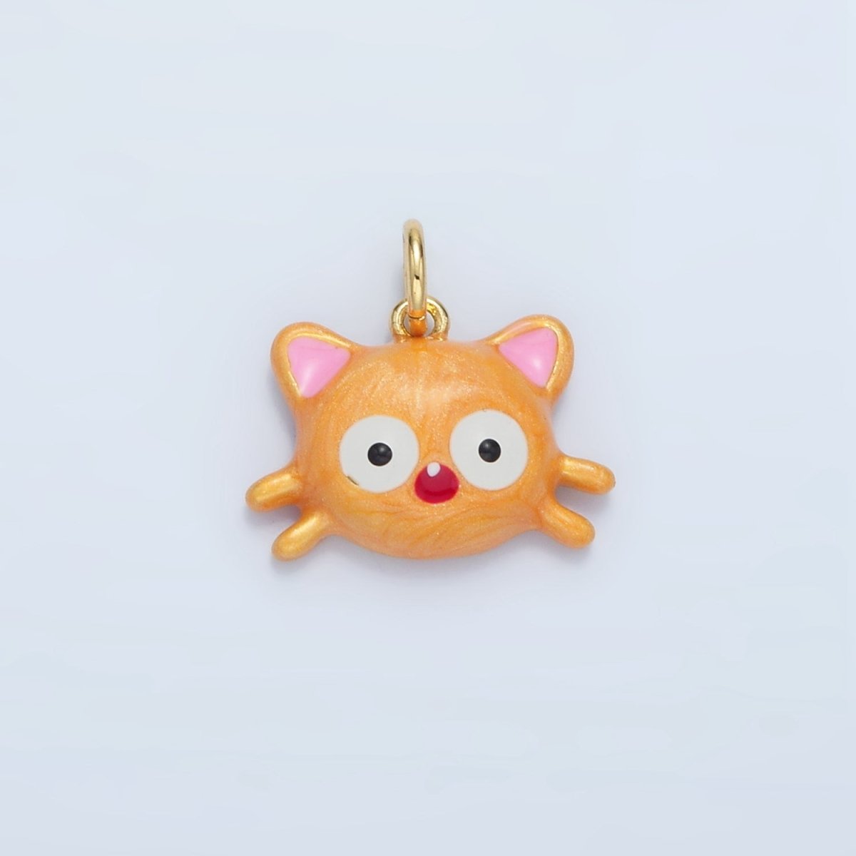 14K Gold Filled Orange Kitten Cat Enamel Pet Animal Mini Charm | AC179 - DLUXCA