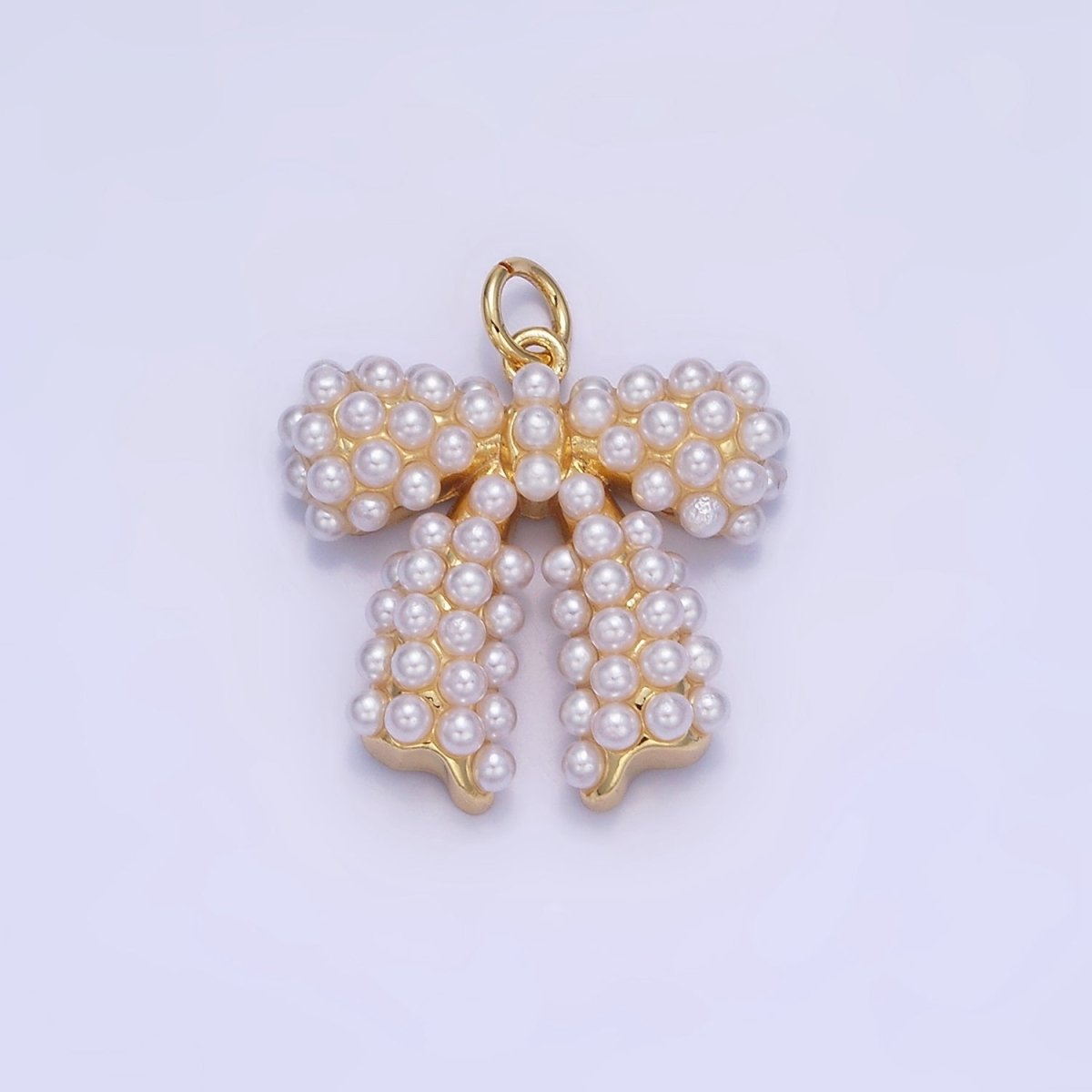 14K Gold Filled Pearl Ribbon Bow Charm in Gold & Silver | C028 - DLUXCA