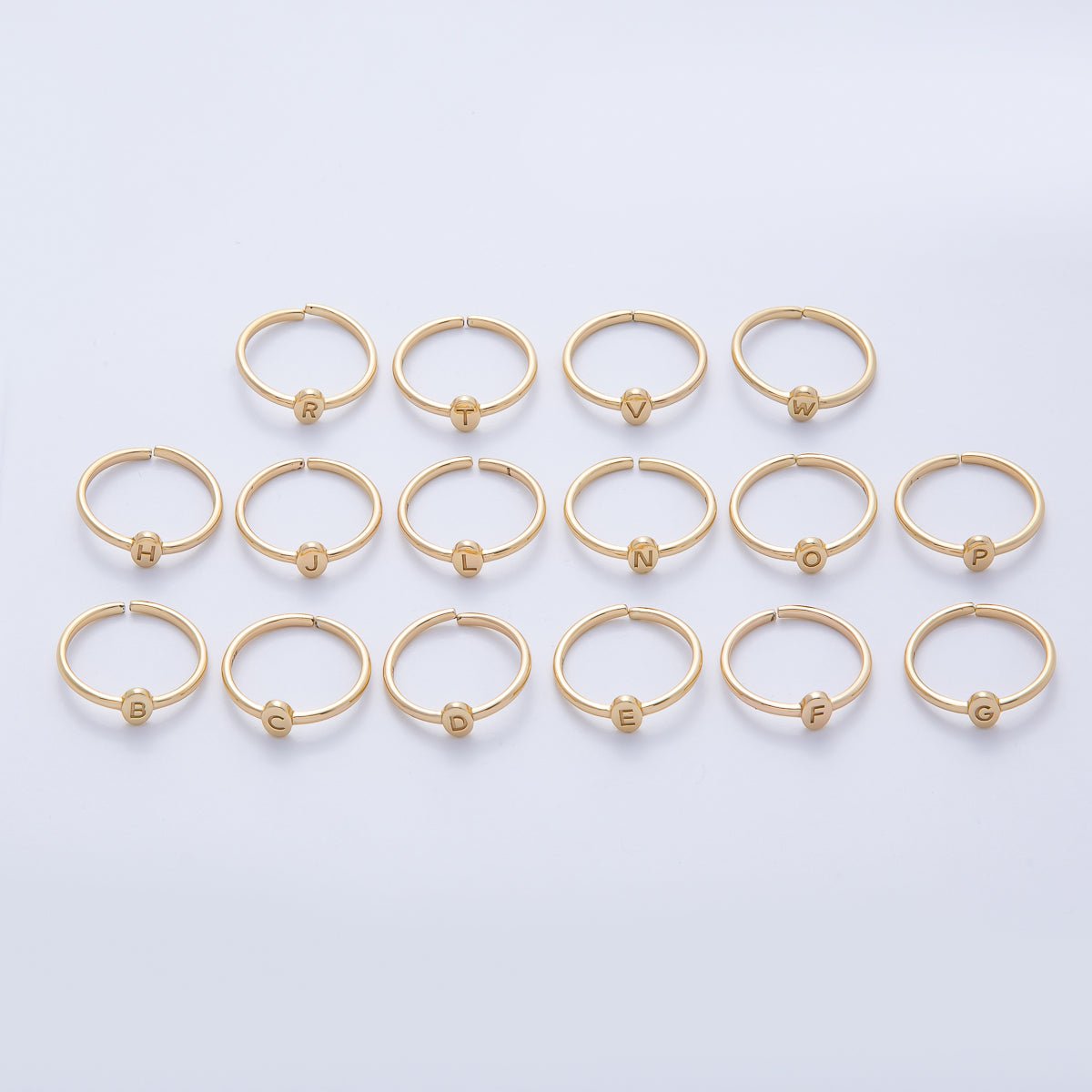 14K Gold Filled Personalized Initial Alphabet Name Tag Letter Adjustable Ring | O813 - O859 - DLUXCA