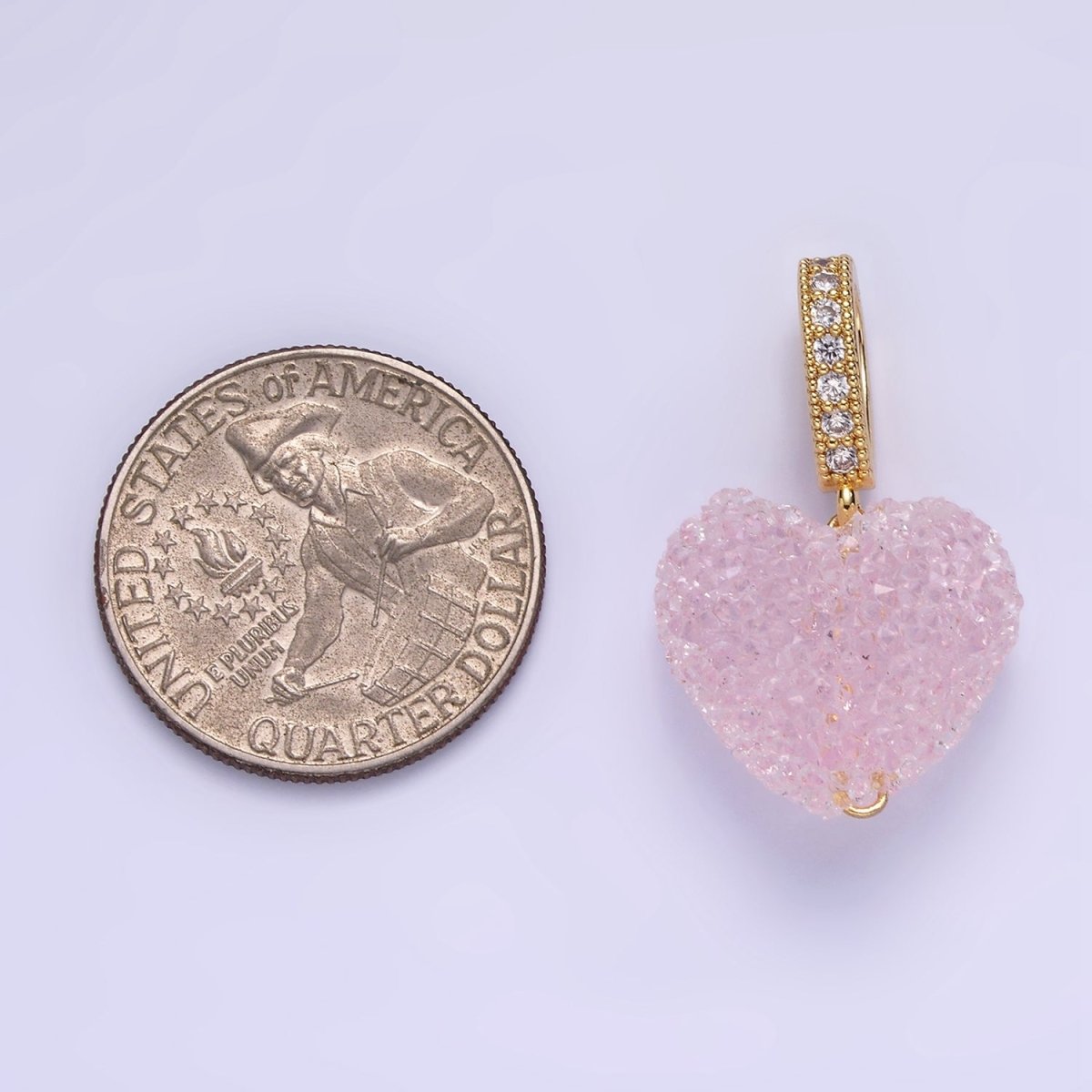 14K Gold Filled Pink Heart Jelly Sugar Pendant | AA1311 - DLUXCA