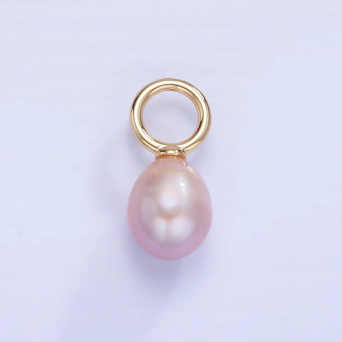 14K Gold Filled Pink, Purple Freshwater Pearl Button Drop Pendant | P1741 - DLUXCA