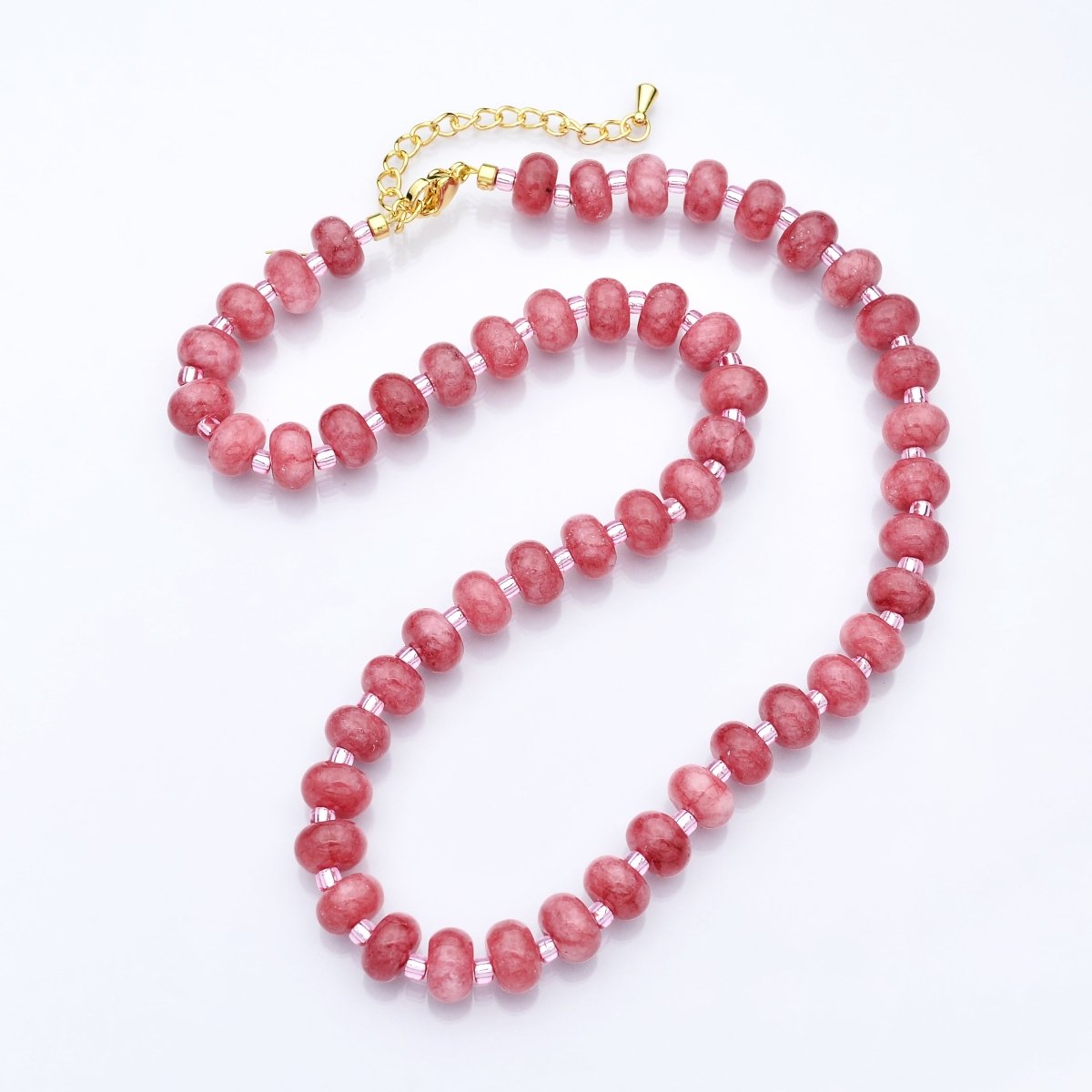14K Gold Filled Pink Rose Quartz Natural Gemstone 16 Inch, 18 Inch Necklace | WA - 3149 WA - 3150 - DLUXCA