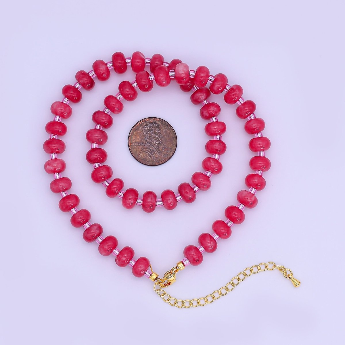 14K Gold Filled Pink Rose Quartz Natural Gemstone 16 Inch, 18 Inch Necklace | WA - 3149 WA - 3150 - DLUXCA