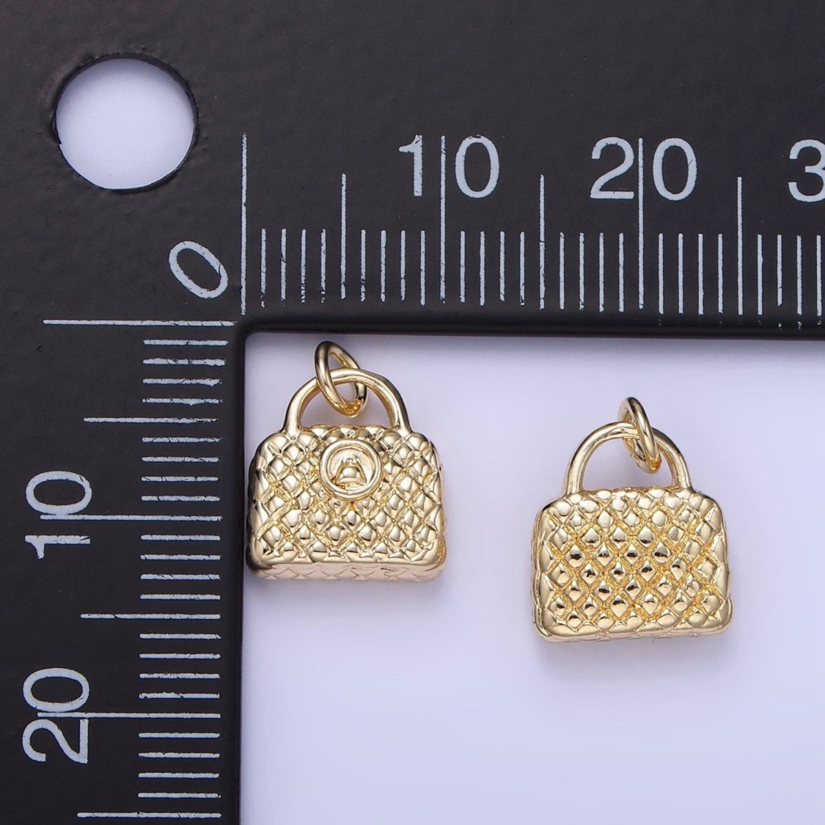 14K Gold Filled Quilted Handbag Purse Puffed Mini Charm | W659 - DLUXCA