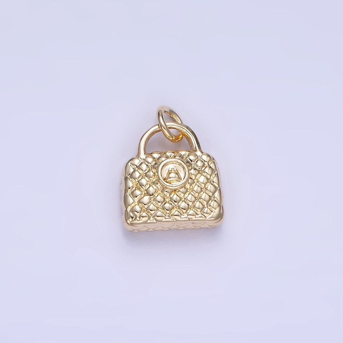 14K Gold Filled Quilted Handbag Purse Puffed Mini Charm | W659 - DLUXCA