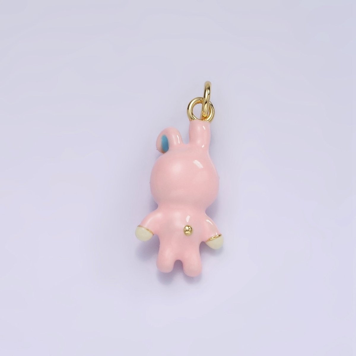 14K Gold Filled Rabbit Bunny Pink Enamel Mini Charm | D551 - DLUXCA