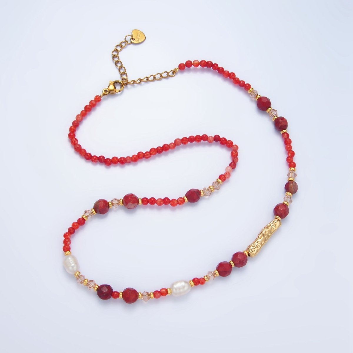 14K Gold Filled Red Carnelian Gemstone Bead 16 Inch Necklace | WA - 2649 - DLUXCA