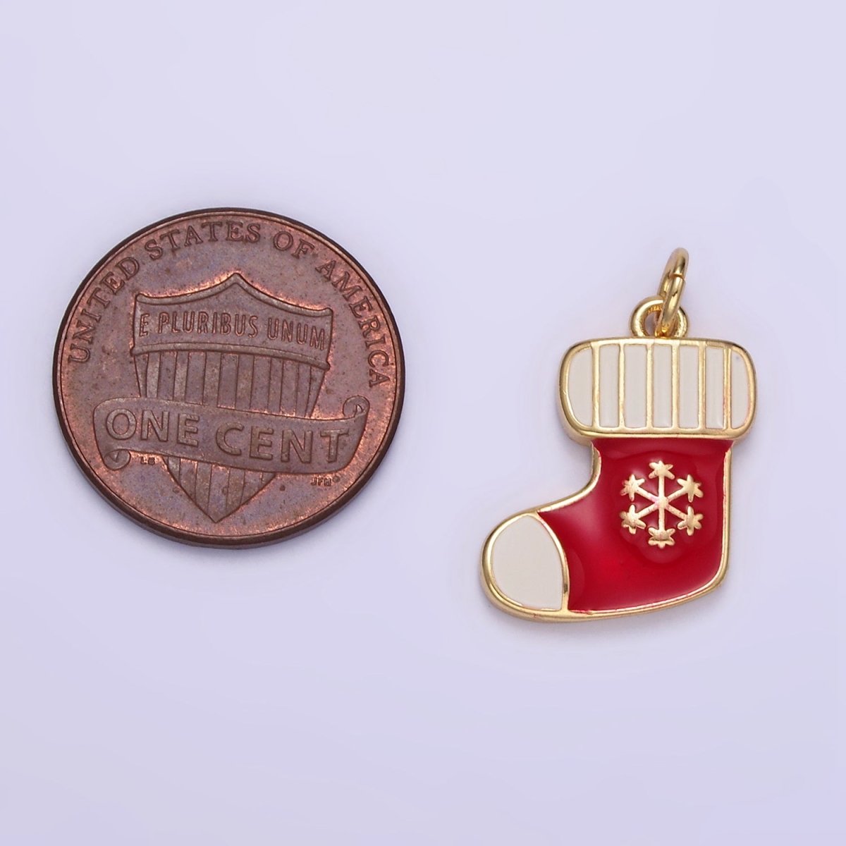 14K Gold Filled Red Christmas Stockings Sock Enamel Mini Charm | D534 - DLUXCA