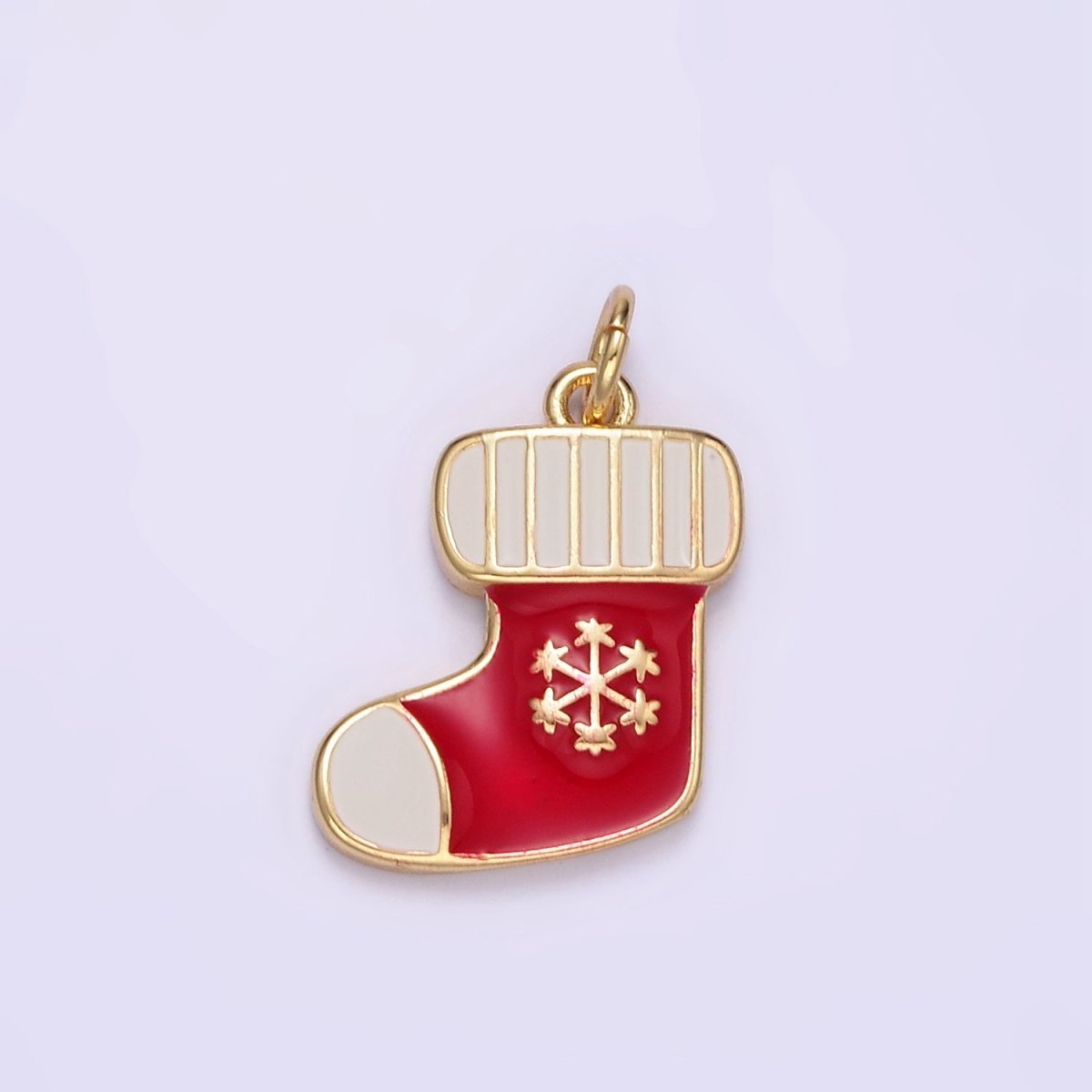 14K Gold Filled Red Christmas Stockings Sock Enamel Mini Charm | D534 - DLUXCA