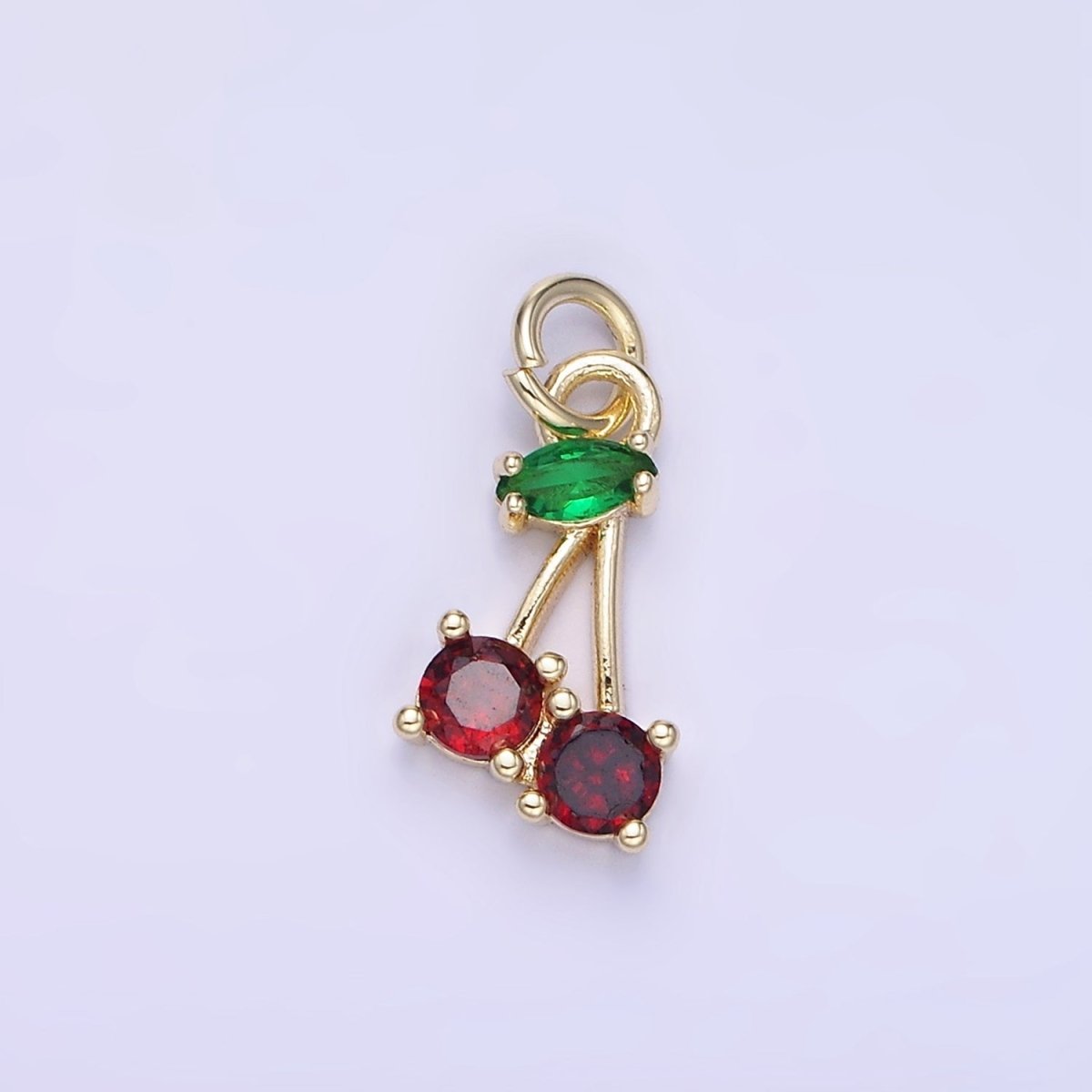 14K Gold Filled Red CZ Cherry Fruit Pendant | AG680 - DLUXCA