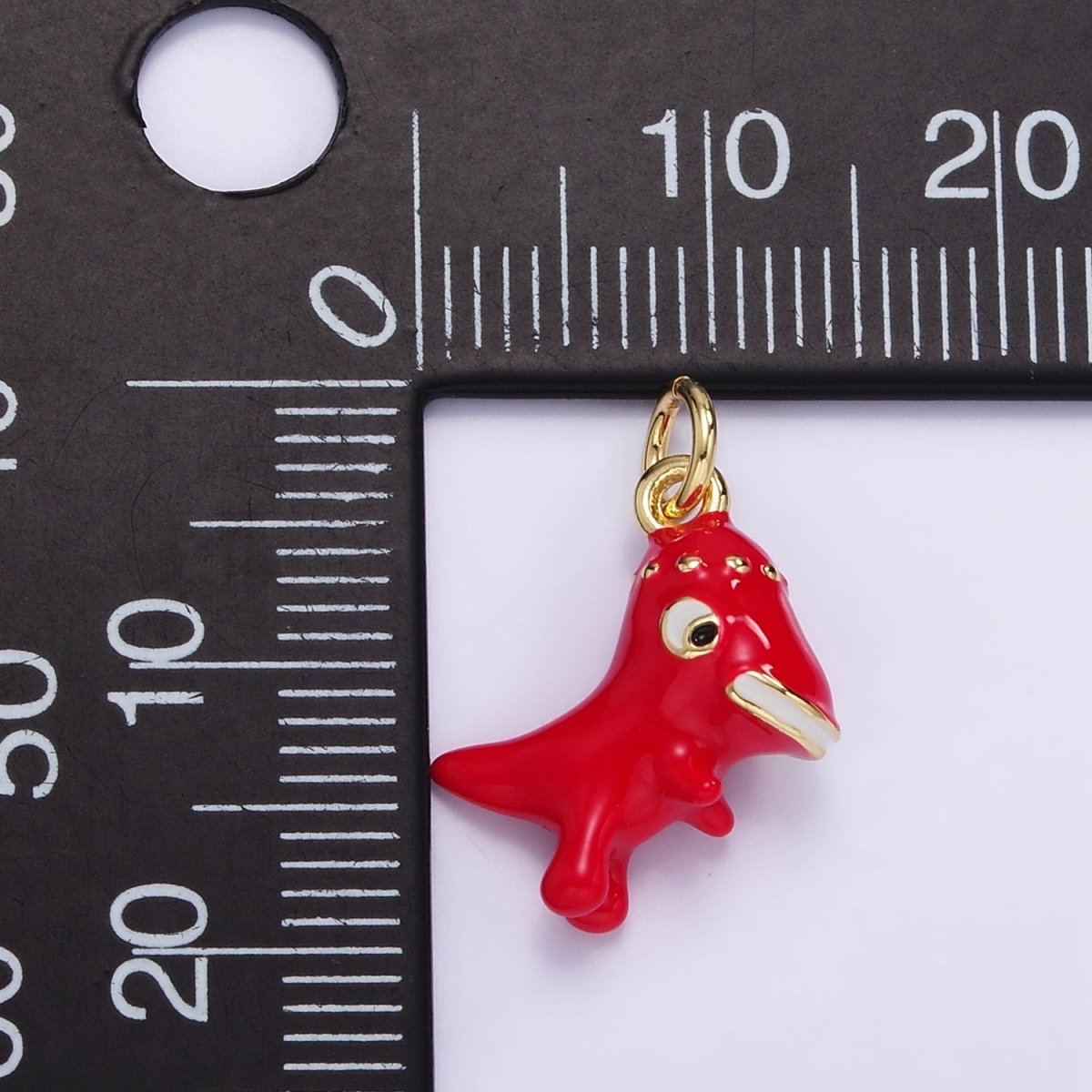 14K Gold Filled Red Dinosaur Enamel Mini Charm | AG832 - DLUXCA