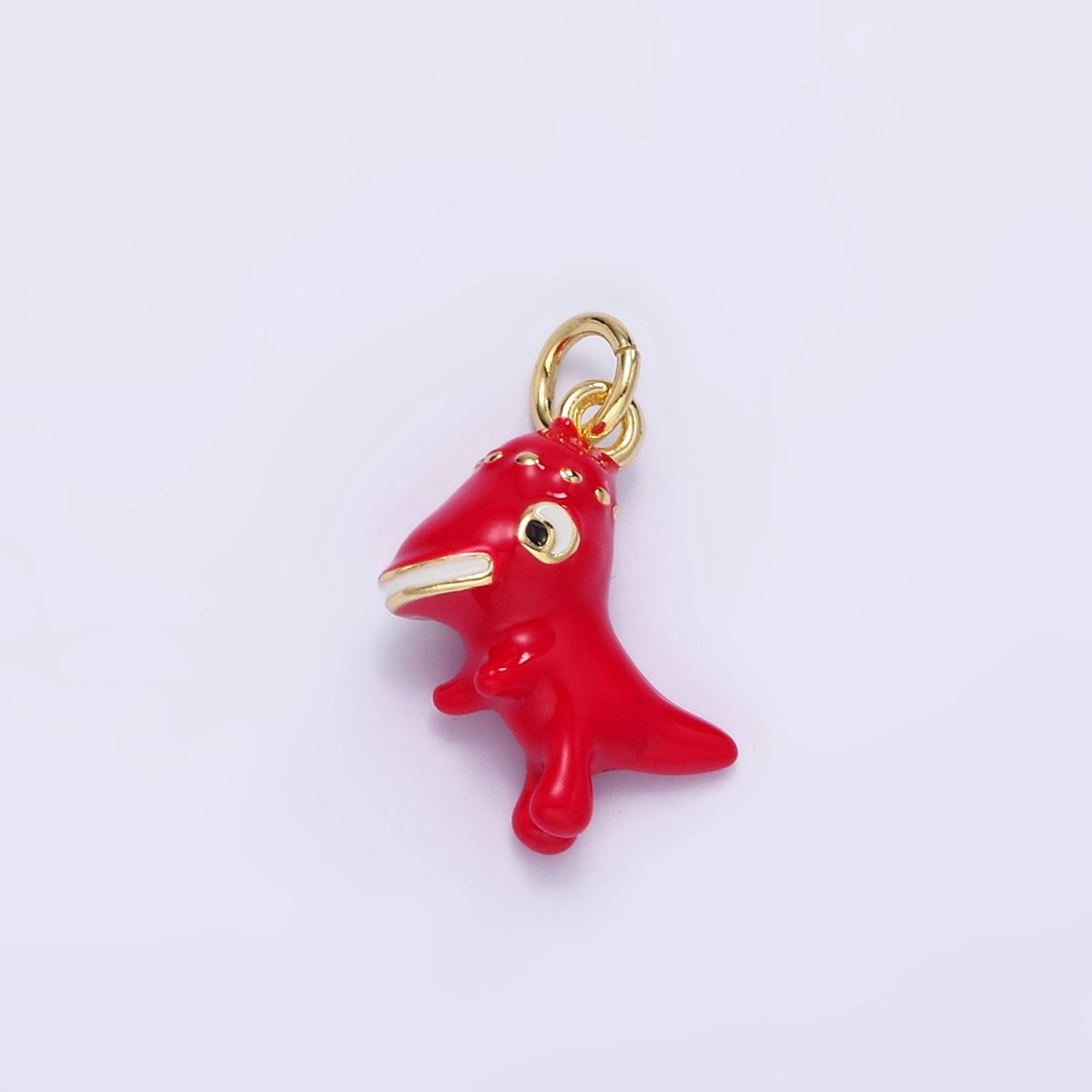 14K Gold Filled Red Dinosaur Enamel Mini Charm | AG832 - DLUXCA