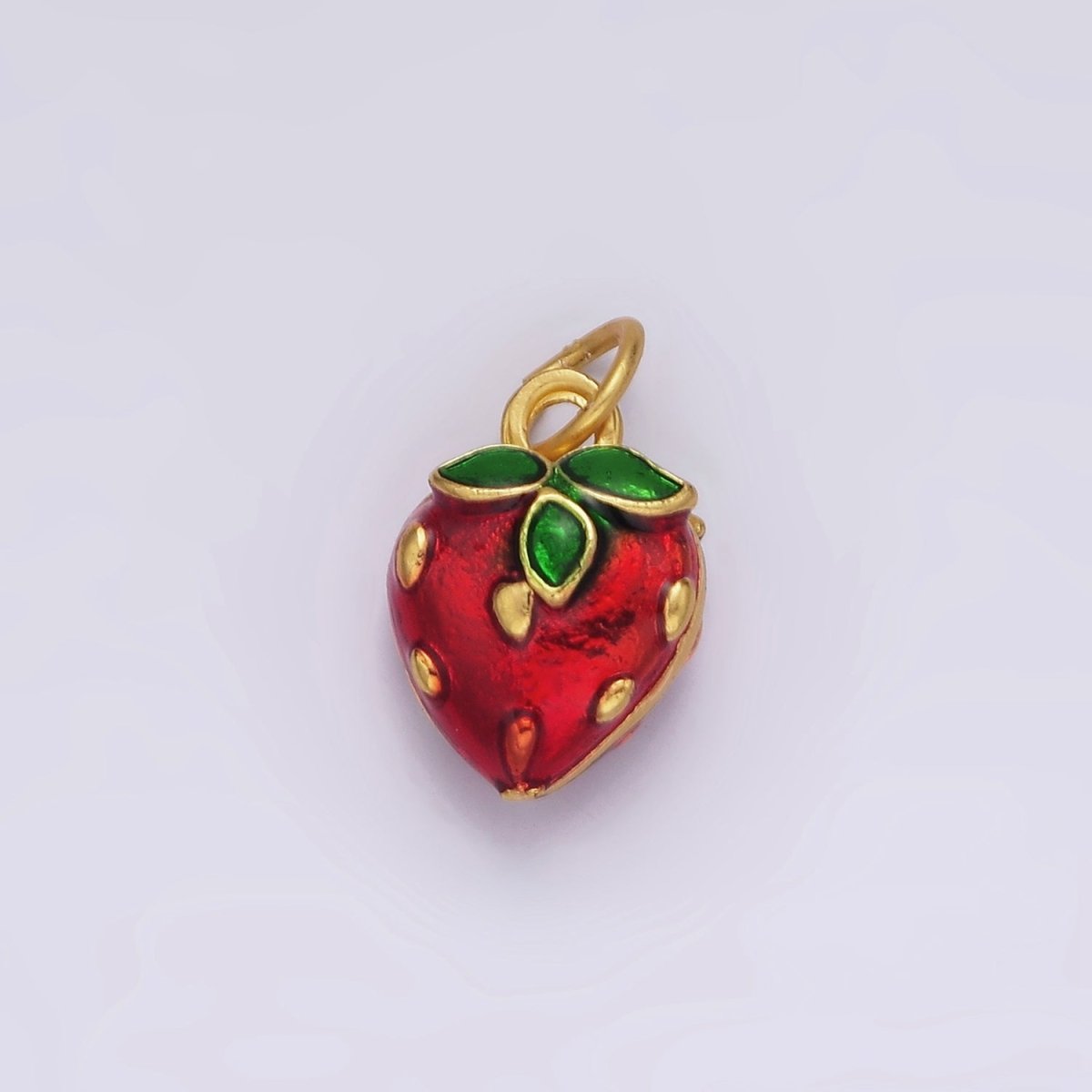 14K Gold Filled Red Strawberry Fruit Charm | AG409 - DLUXCA