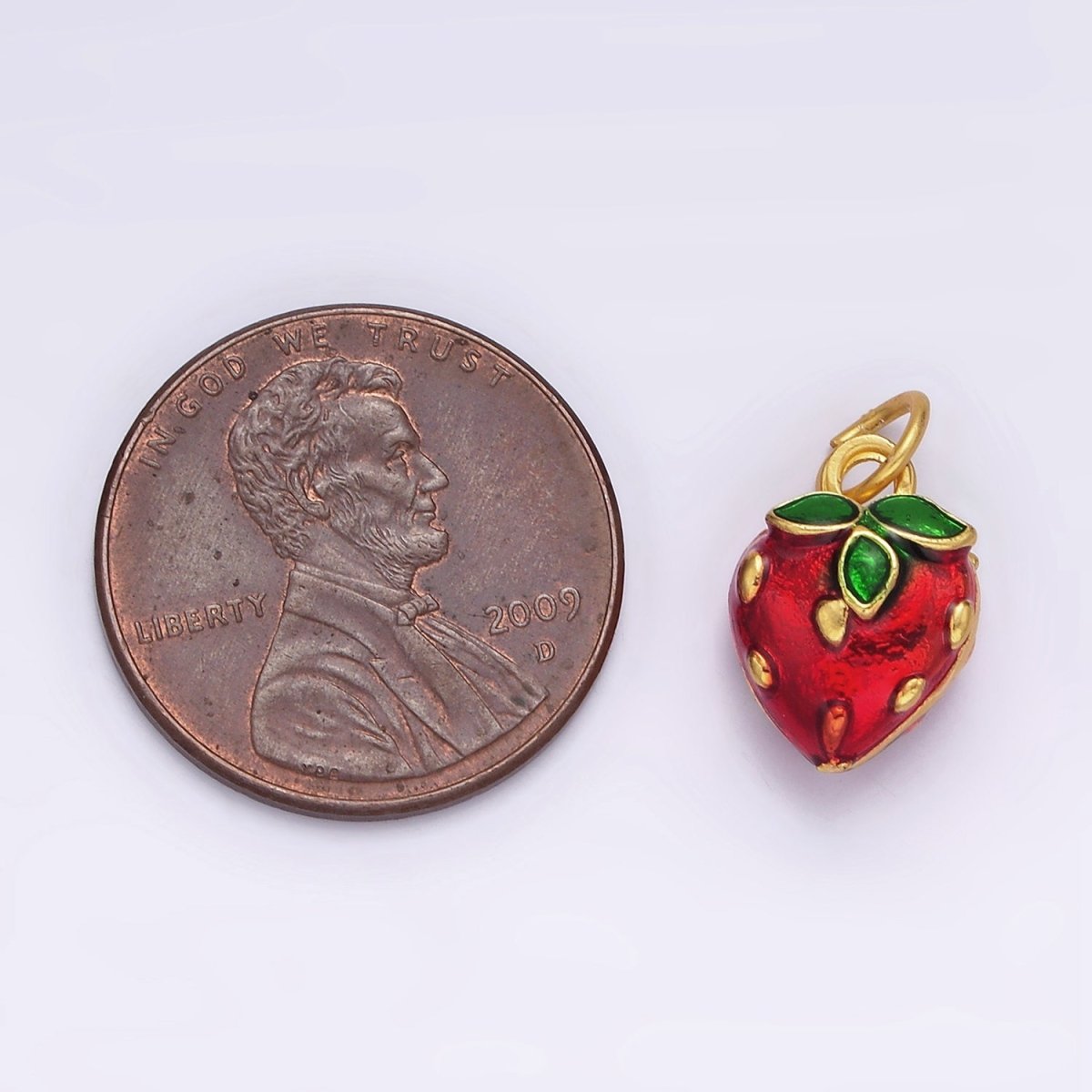 14K Gold Filled Red Strawberry Fruit Charm | AG409 - DLUXCA