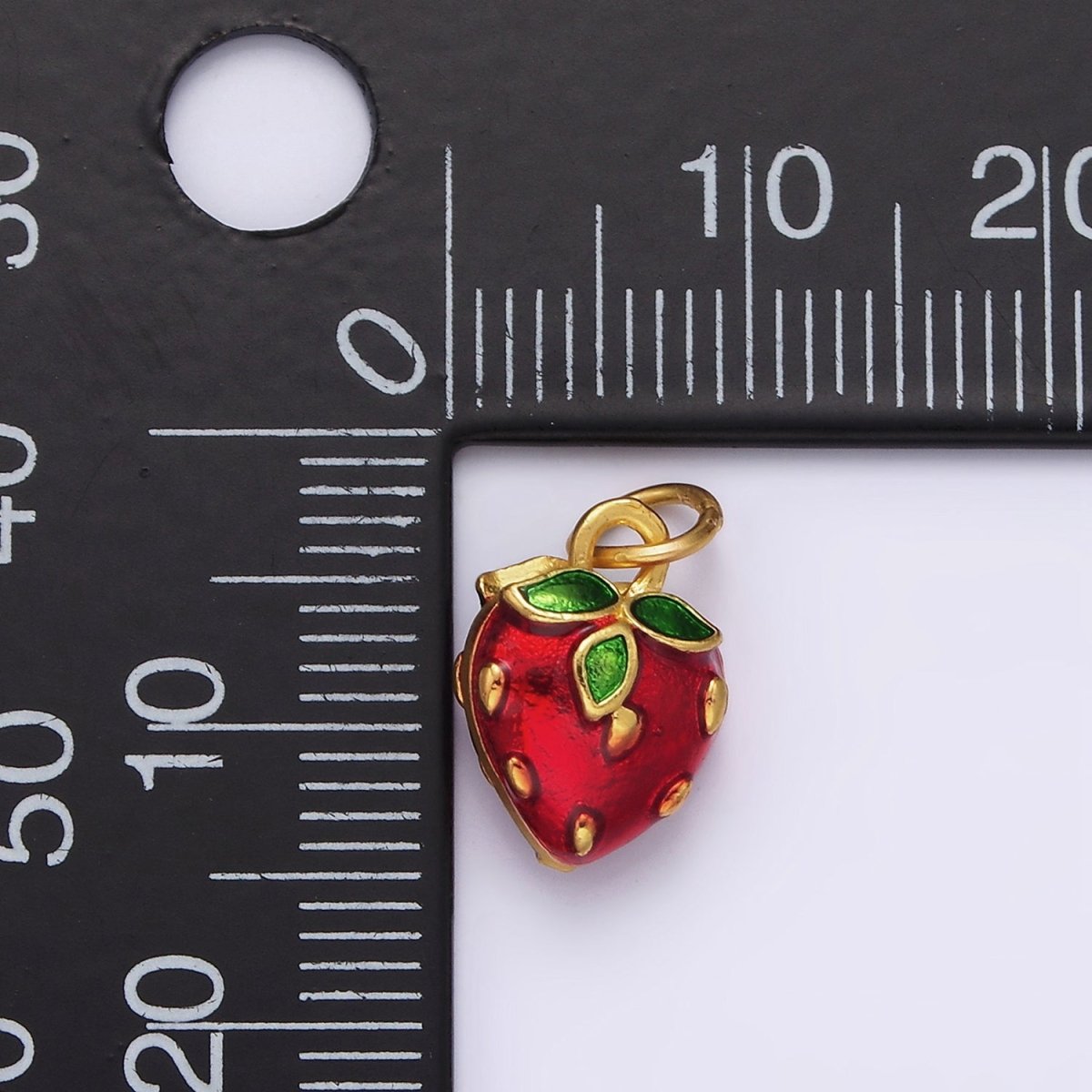 14K Gold Filled Red Strawberry Fruit Charm | AG409 - DLUXCA