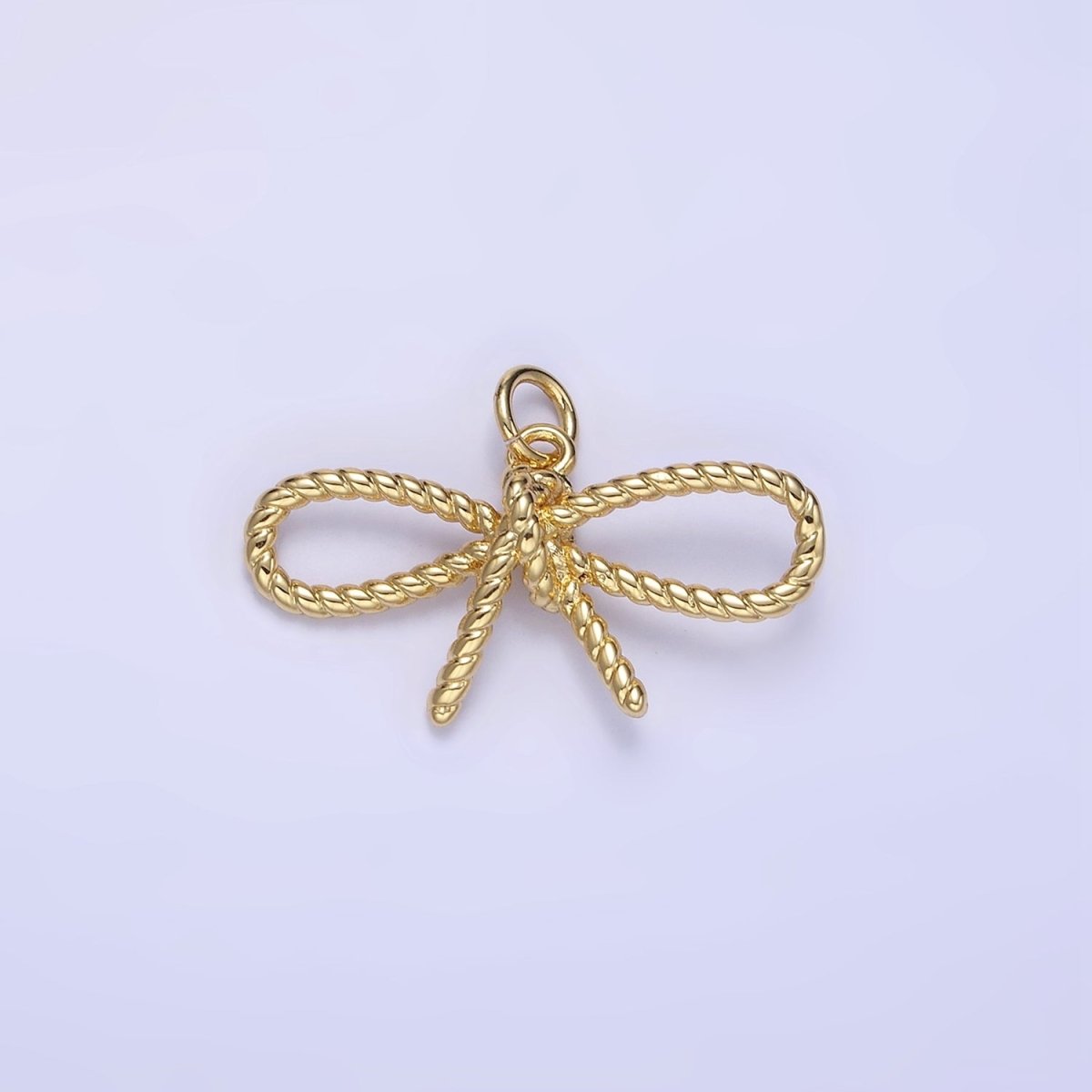 14K Gold Filled Rope Ribbon Bow Charm in Gold & Silver | C481 - DLUXCA