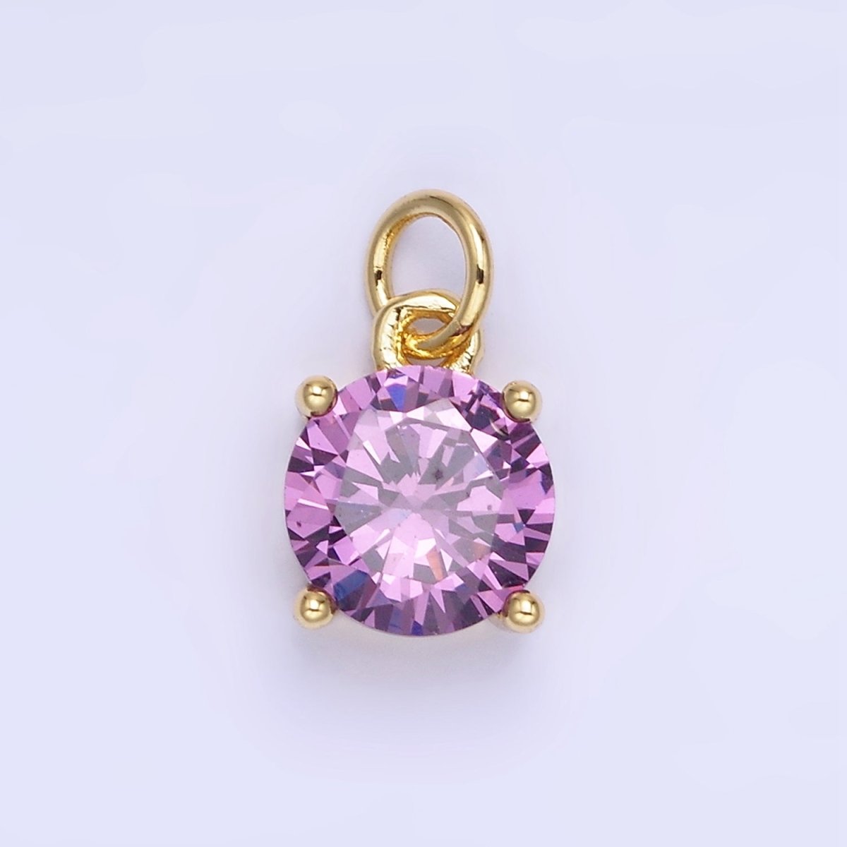 14K Gold Filled Round Birthstone CZ Add-On Charm in Gold & Silver | AG813 - AG824 - DLUXCA