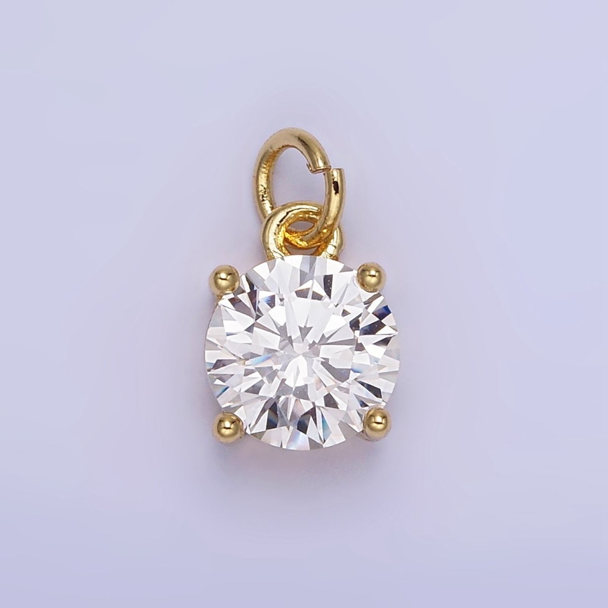 14K Gold Filled Round Birthstone CZ Add-On Charm in Gold & Silver | AG813 - AG824 - DLUXCA