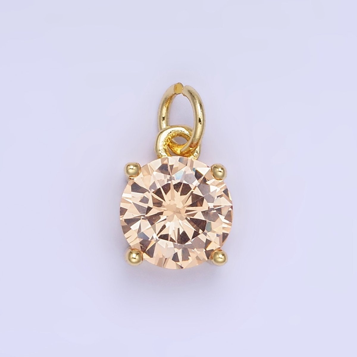 14K Gold Filled Round Birthstone CZ Add-On Charm in Gold & Silver | AG813 - AG824 - DLUXCA